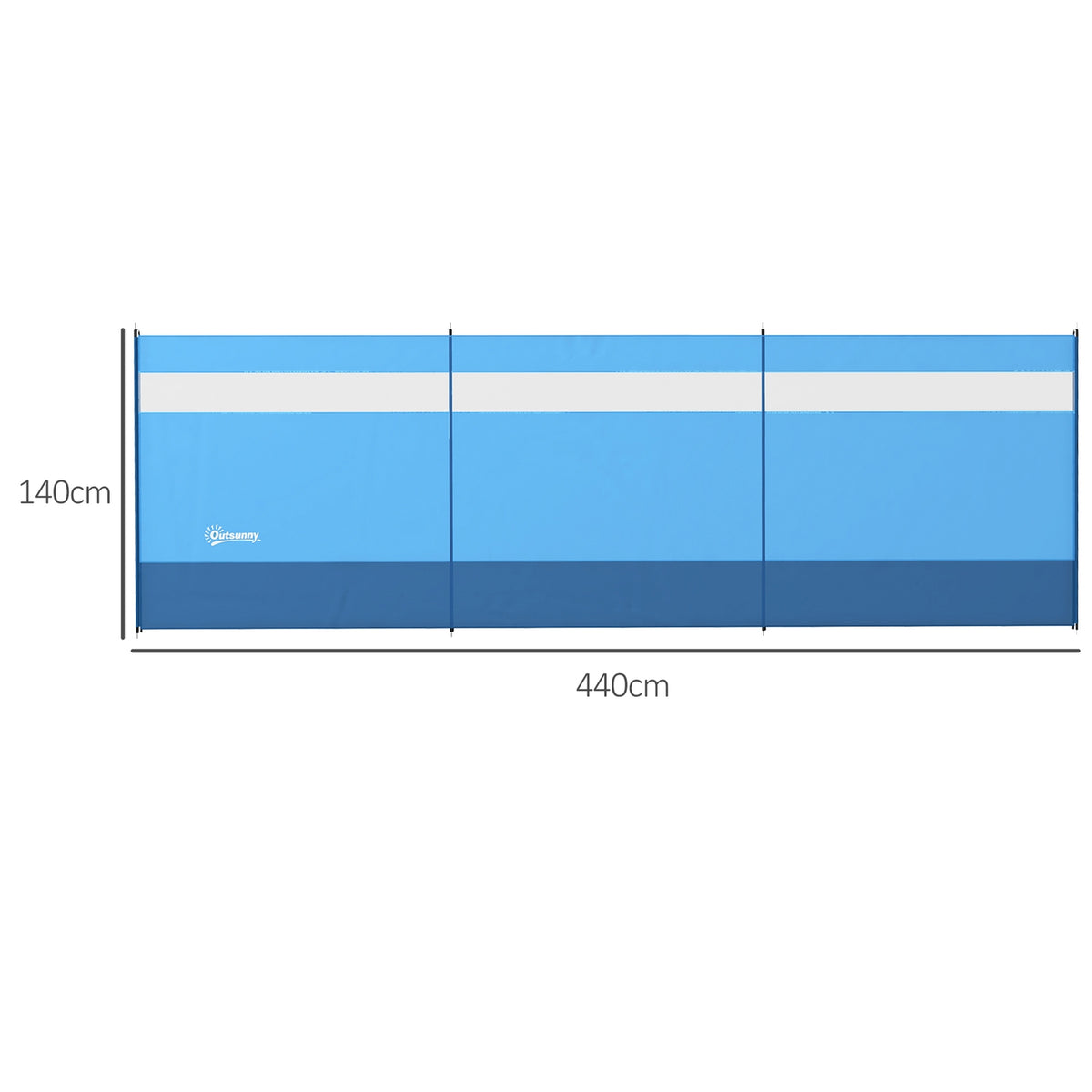 Wind protection foldable camping privacy screen with light source window pegs ropes windbreak fence beach wind protection beach protection for camping garden, beach, terrace 440 x 140 cm blue