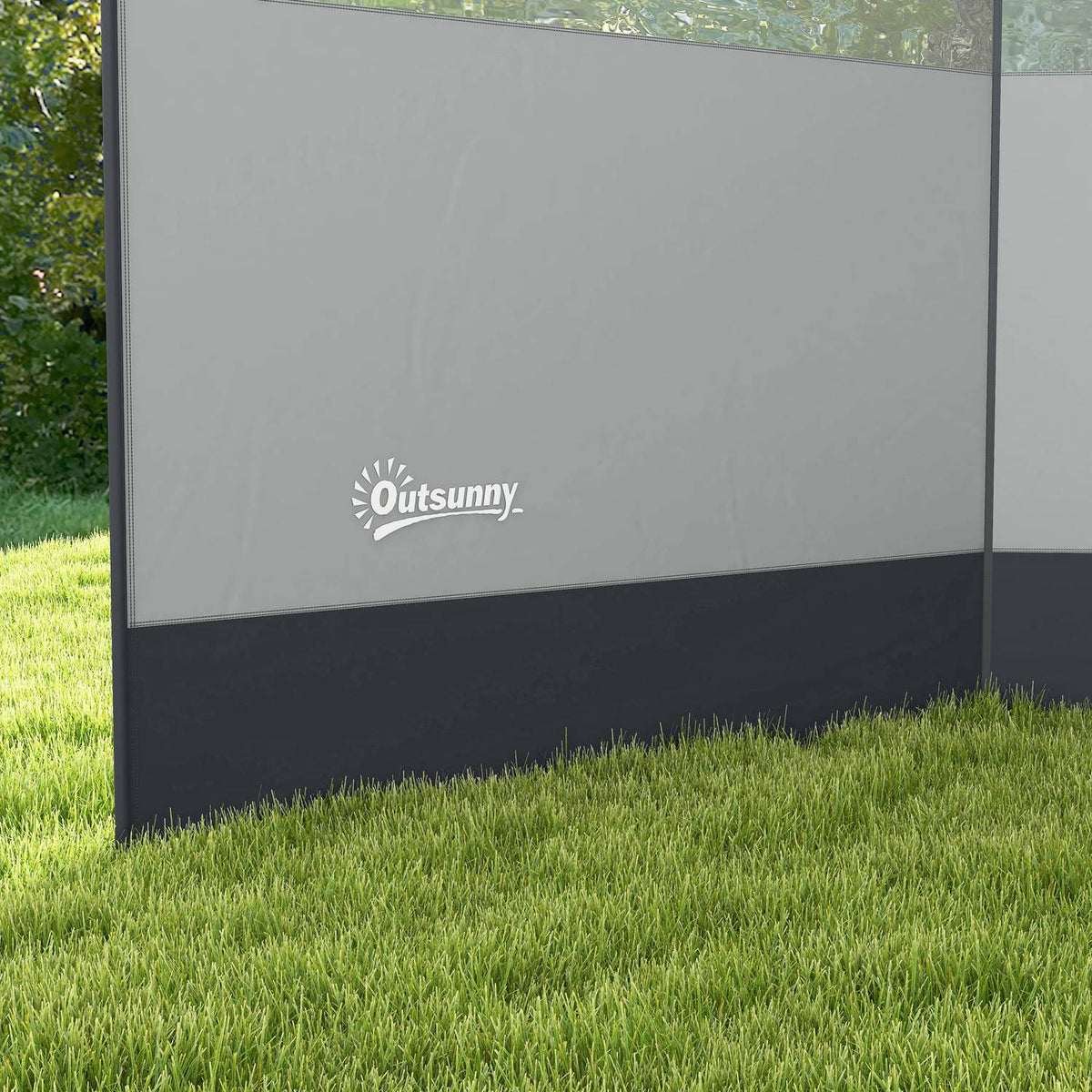 Wind protection foldable camping privacy screen with light source window pegs ropes windbreak fence beach wind protection beach protection for camping garden, beach, terrace 440 x 140 cm gray