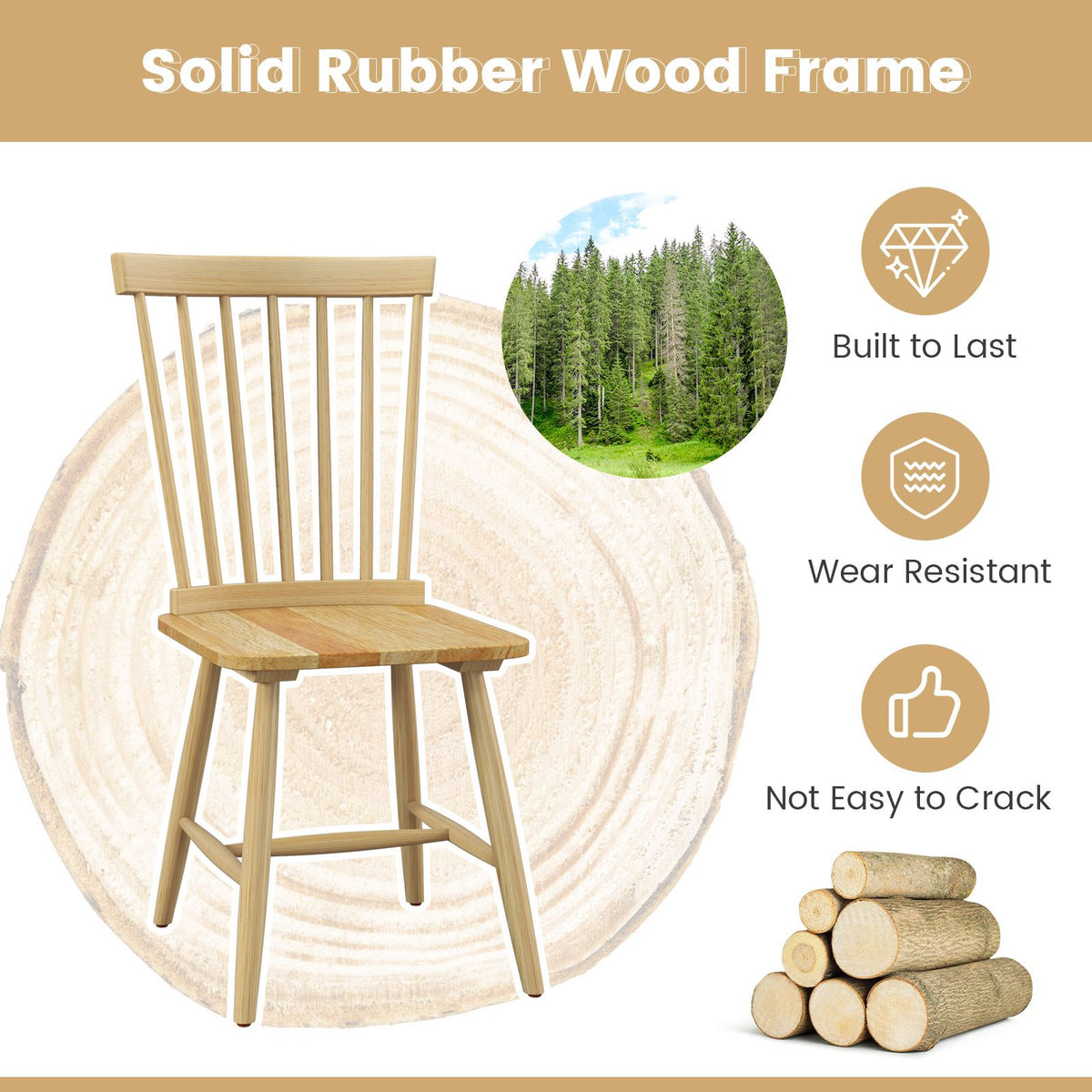 Windsor Dining Chairs, Set of 2, High Spindle Back
