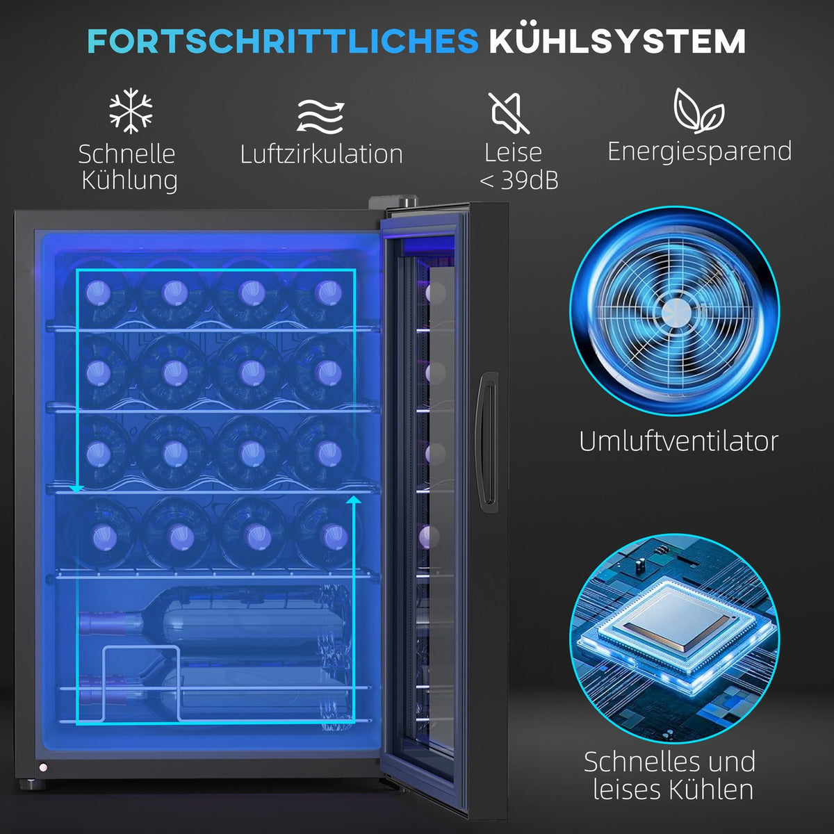 Wine Fridge 20 Bottles 53L 5-18℃ Compressor Drinks Fridge with Anti-UV Glass Door, Bottle Fridge with LED Light, Small Wine Cabinet with Touch Screen Black