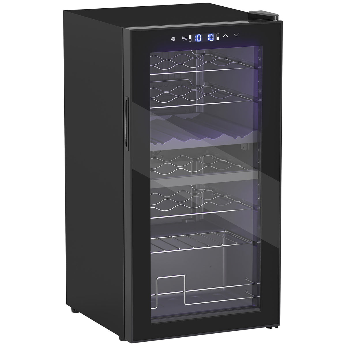 Wine Fridge 2 Zones 28 Bottles 74L 5-18℃ Compressor Drinks Fridge with LED Light, Anti-UV Glass Door, Small Wine Cabinet Bottle Fridge with Touch Screen Black