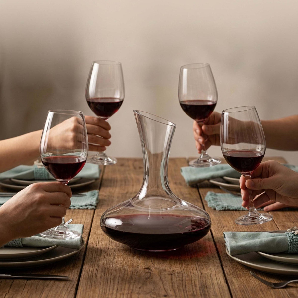 Wine Glass Set with Decanter, Clear Glass, 5-Piece