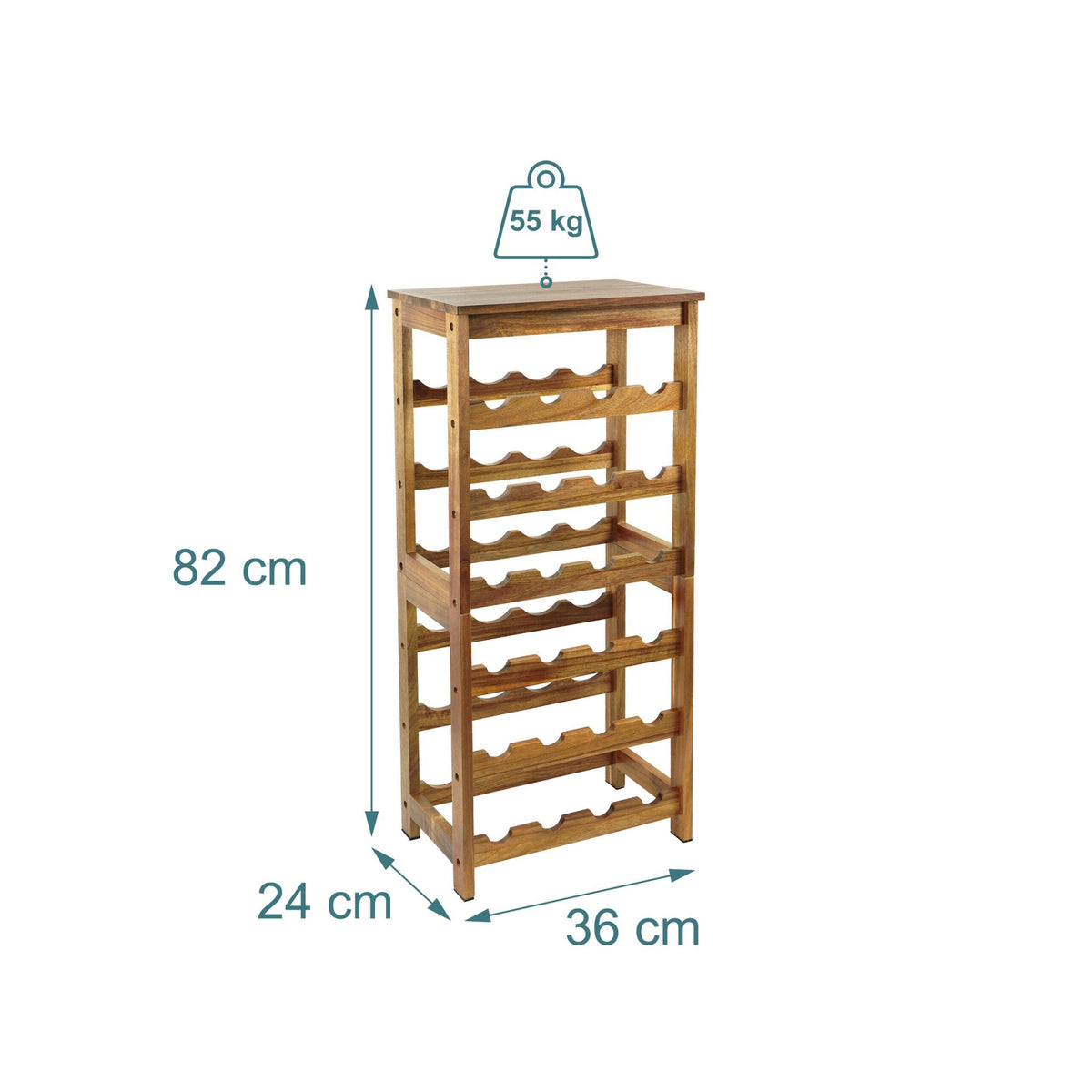 Wine Rack, Acacia Wood, Holds 24 Bottles