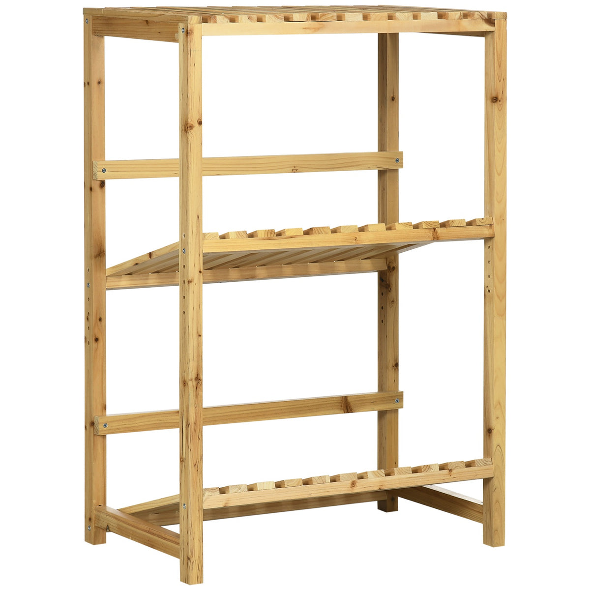 Wine Rack Bottle Rack, Wine Holder With 2 Tilted Shelves, Standing Shelf For Patio & Garden, Natural, 74X45X111 Cm