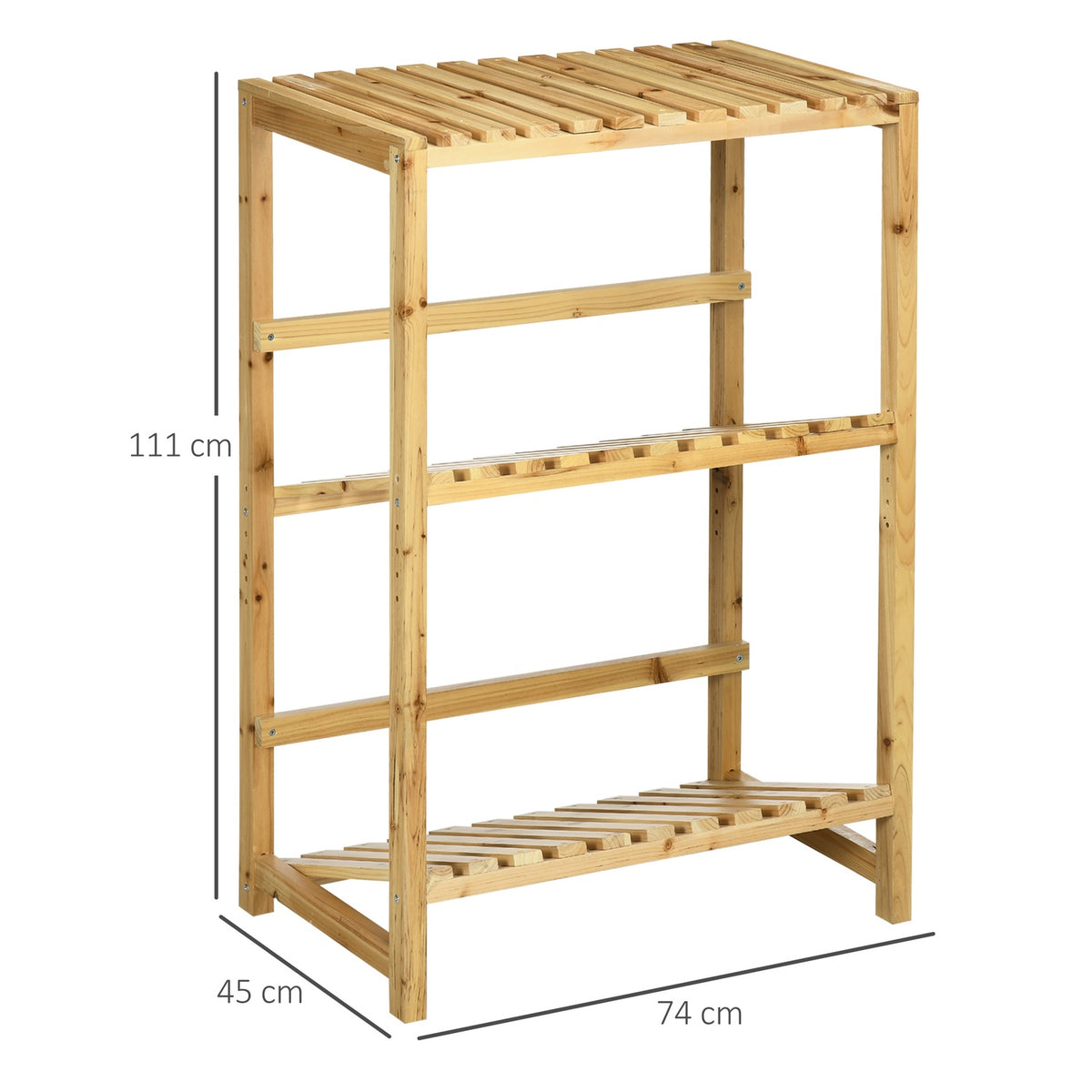 Wine Rack Bottle Rack, Wine Holder With 2 Tilted Shelves, Standing Shelf For Patio & Garden, Natural, 74X45X111 Cm