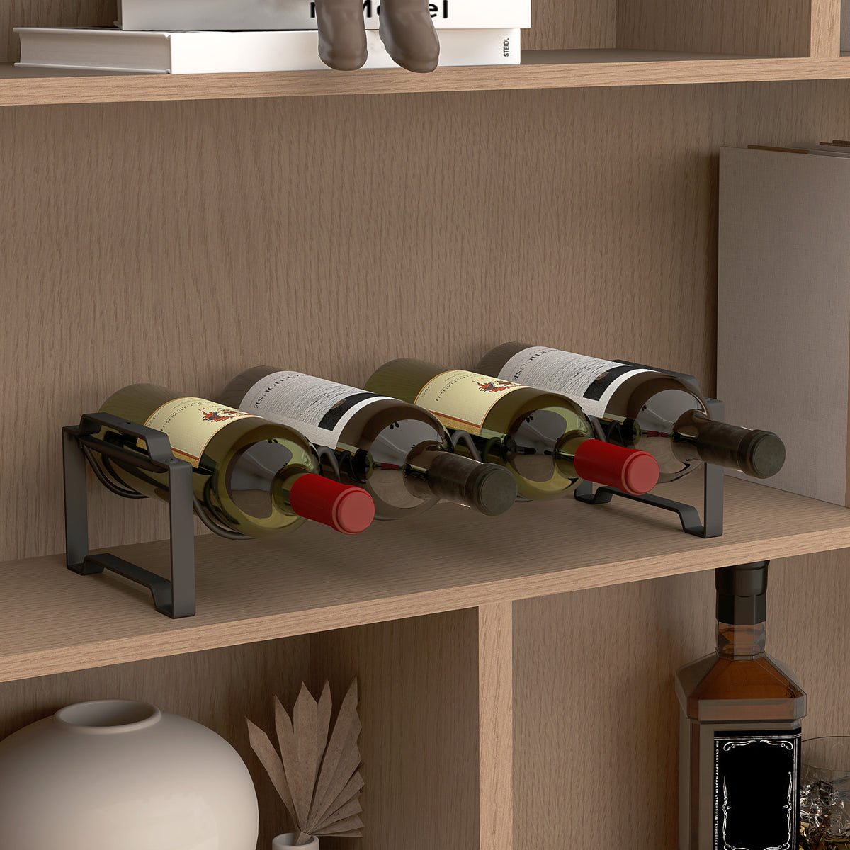 Wine Rack Bottle Rack for 16 Wine Bottles, Bottle Holder Storage Rack Made of Metal, Wine Bottle Rack for Kitchen, Dining Room Black