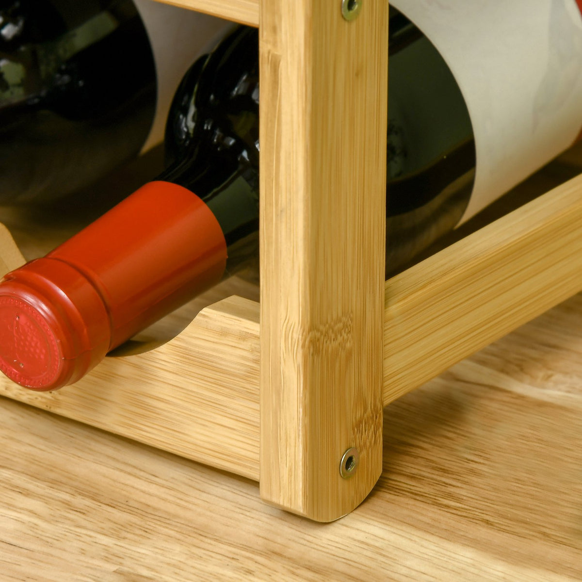 Wine Rack Bottle Stand Bamboo Natural Wood 16 Bottles 43X23.5X38Cm