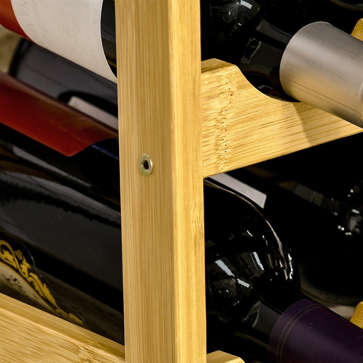 Wine Rack Bottle Stand Bamboo Natural Wood 16 Bottles 43X23.5X38Cm