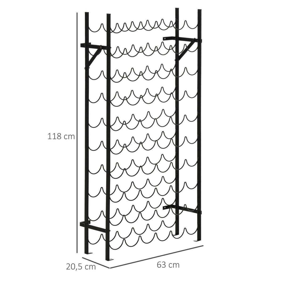 Wine Rack For 60 Bottles Wall Mountable Bottle Rack, Metal Wine Rack, Black