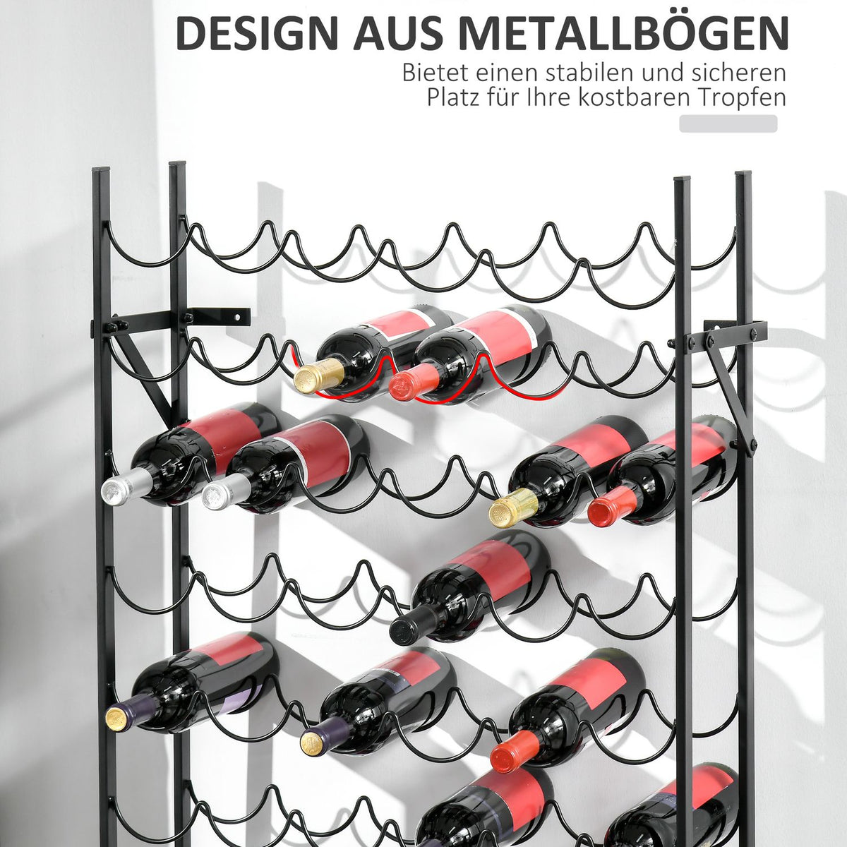 Wine Rack For 60 Bottles Wall Mountable Bottle Rack, Metal Wine Rack, Black