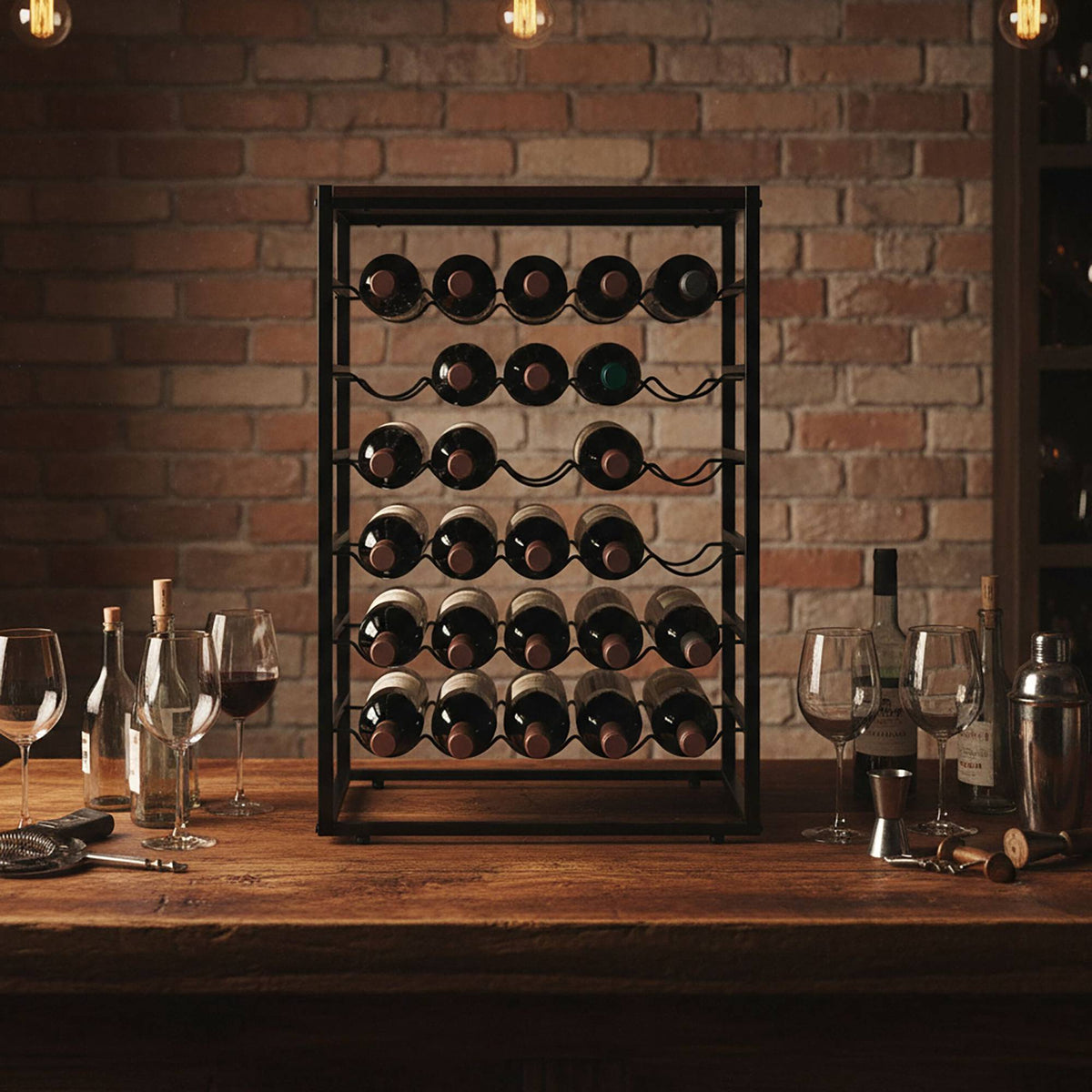 Wine Rack, Industrial Style, Holds 30 Bottles