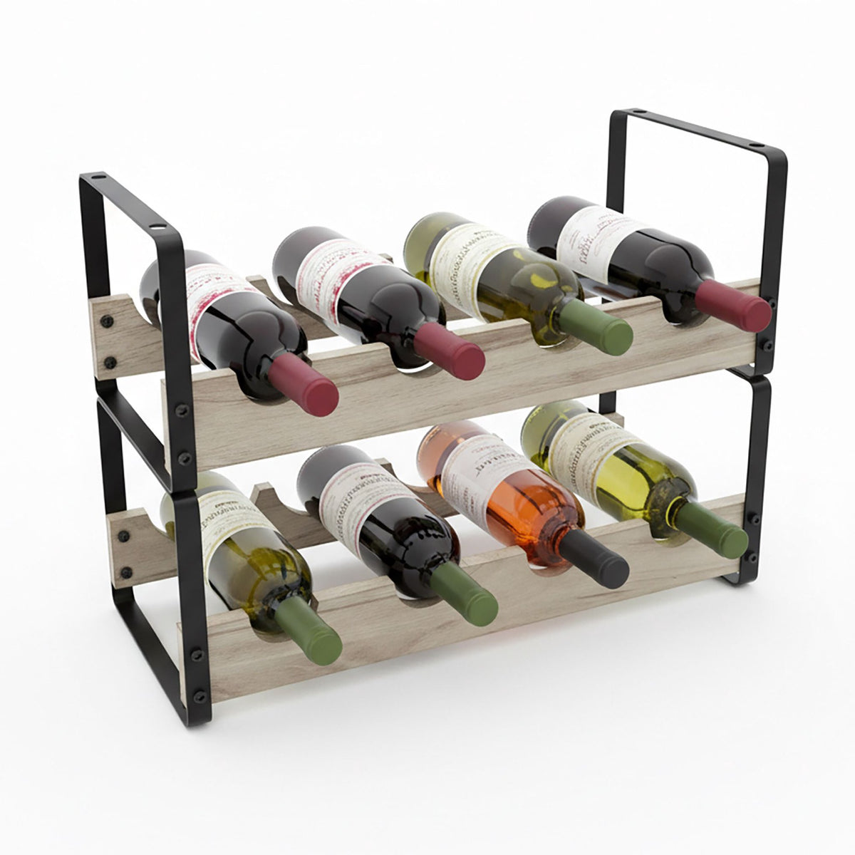 Wine Rack, Industrial Style, Holds 8 Bottles