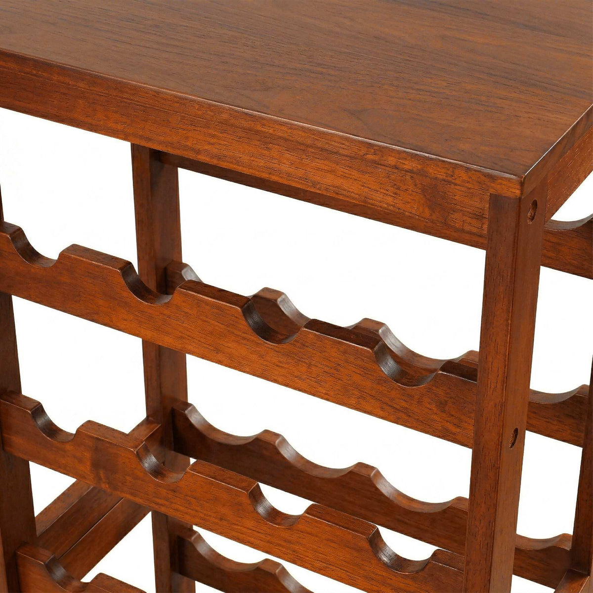 Wine Rack, Walnut Wood, Holds 28 Bottles