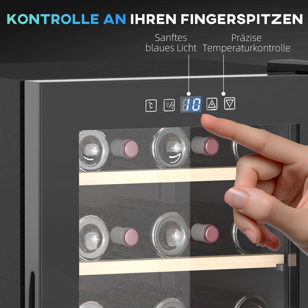 Wine fridge 41 bottles 91L 5-20? Compressor Drinks Refrigerator with Glass Door, LED Light Bottle Fridge with Touch Screen, Small Wine Cabinet Black