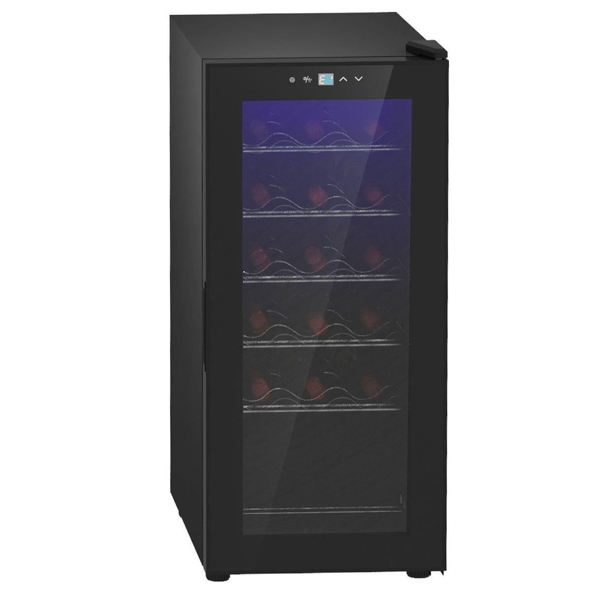 Wine fridge, compressor for 18 bottles, 50 L drinks fridge with glass door, 5-18°, bottle fridge with touch switch