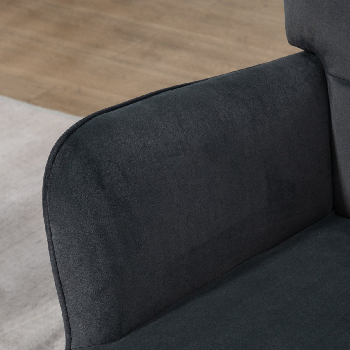 Wing Chair With Stool, Lounge Chair, Relaxation Chair, Upholstered Chair With Velvet Look Up To 120 Kg, For Living Room, Dark Gray