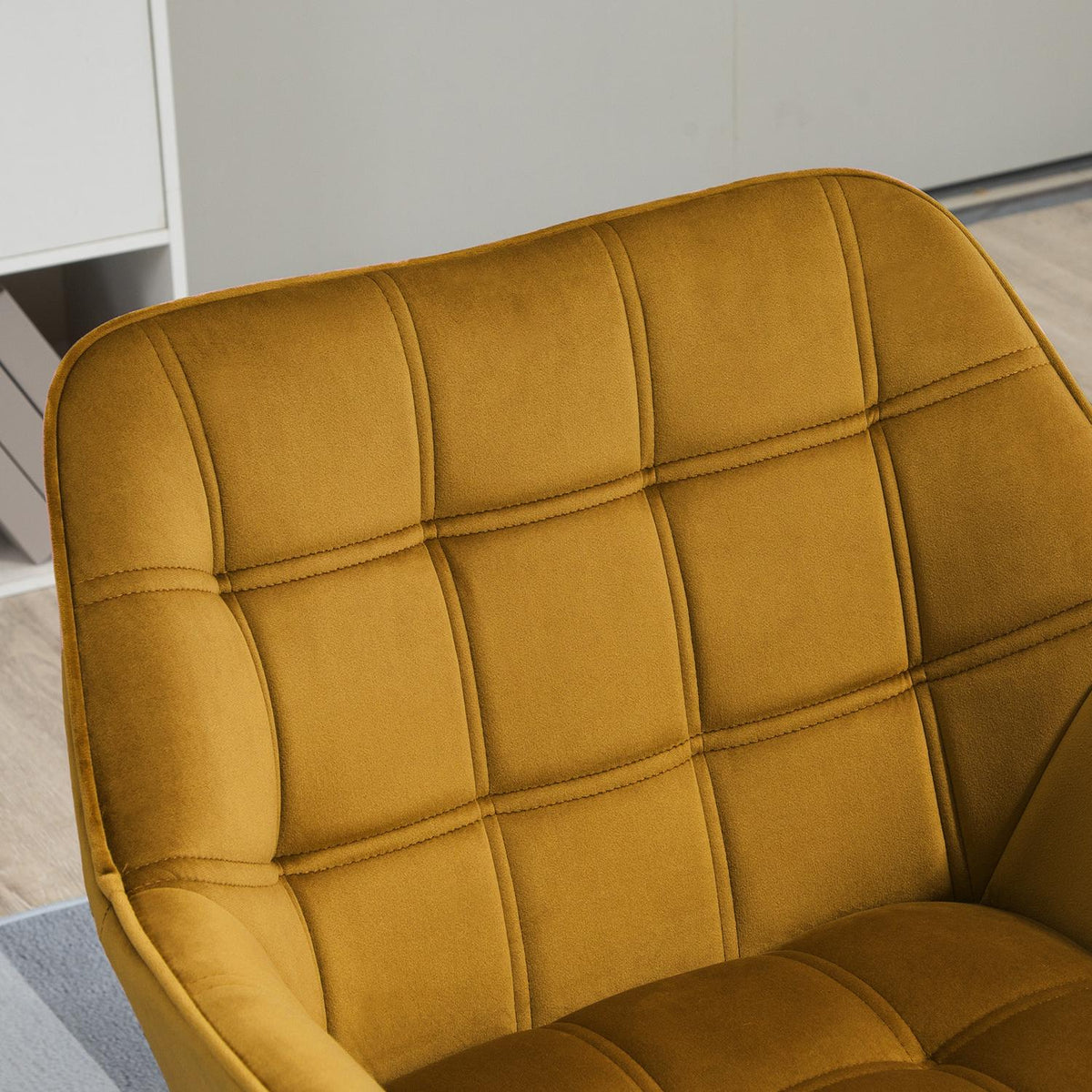Wing chair single chair relaxation chair with velvet, Scandinavian, raised legs, velvet-like polyester, yellow 67x61.5x71 cm