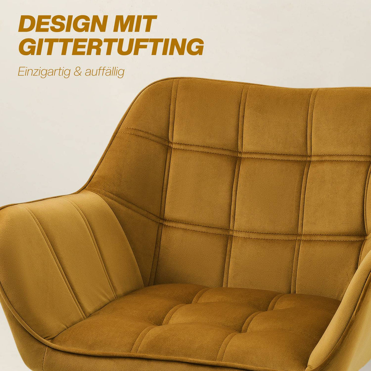 Wing chair single chair relaxation chair with velvet, Scandinavian, raised legs, velvet-like polyester, yellow 67x61.5x71 cm
