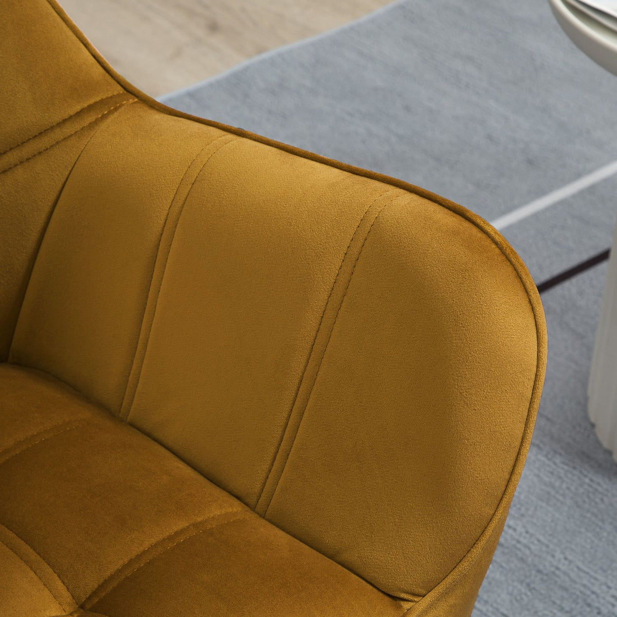 Wing chair single chair relaxation chair with velvet, Scandinavian, raised legs, velvet-like polyester, yellow 67x61.5x71 cm