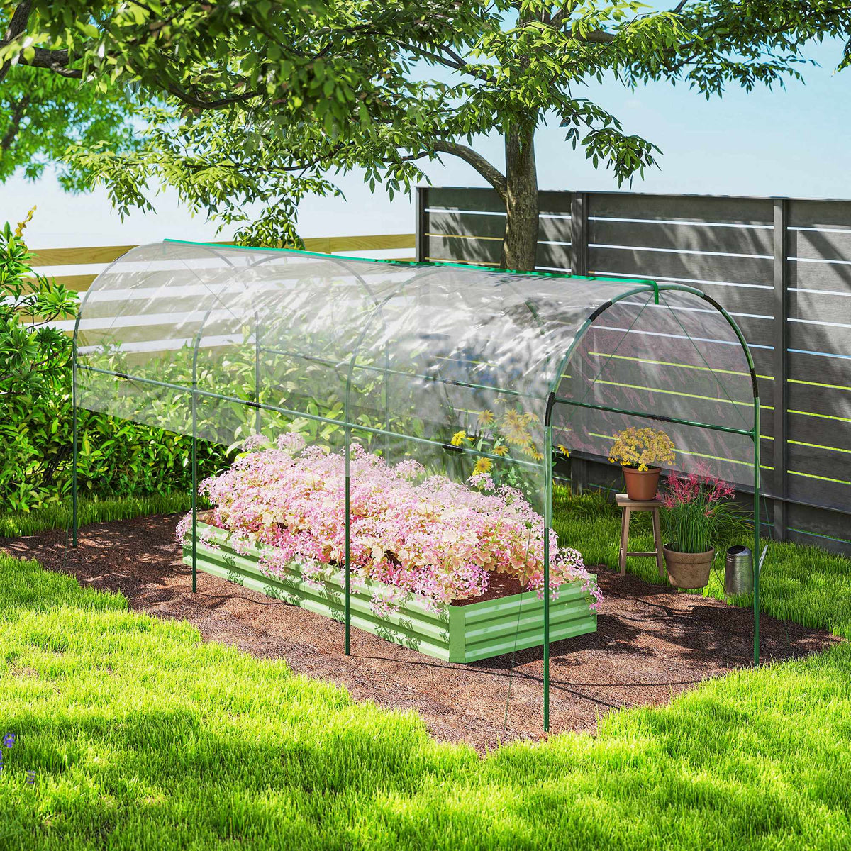 Winter-Proof Greenhouse with Arched Roof, 400x123x171 cm