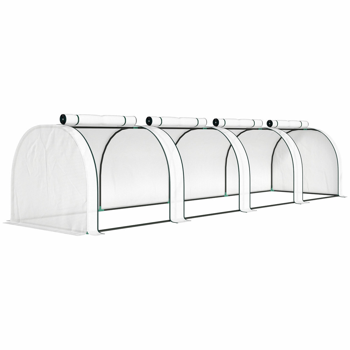 Winterproof Greenhouse with Roll-Up Zipper Doors, 395x100x80 cm