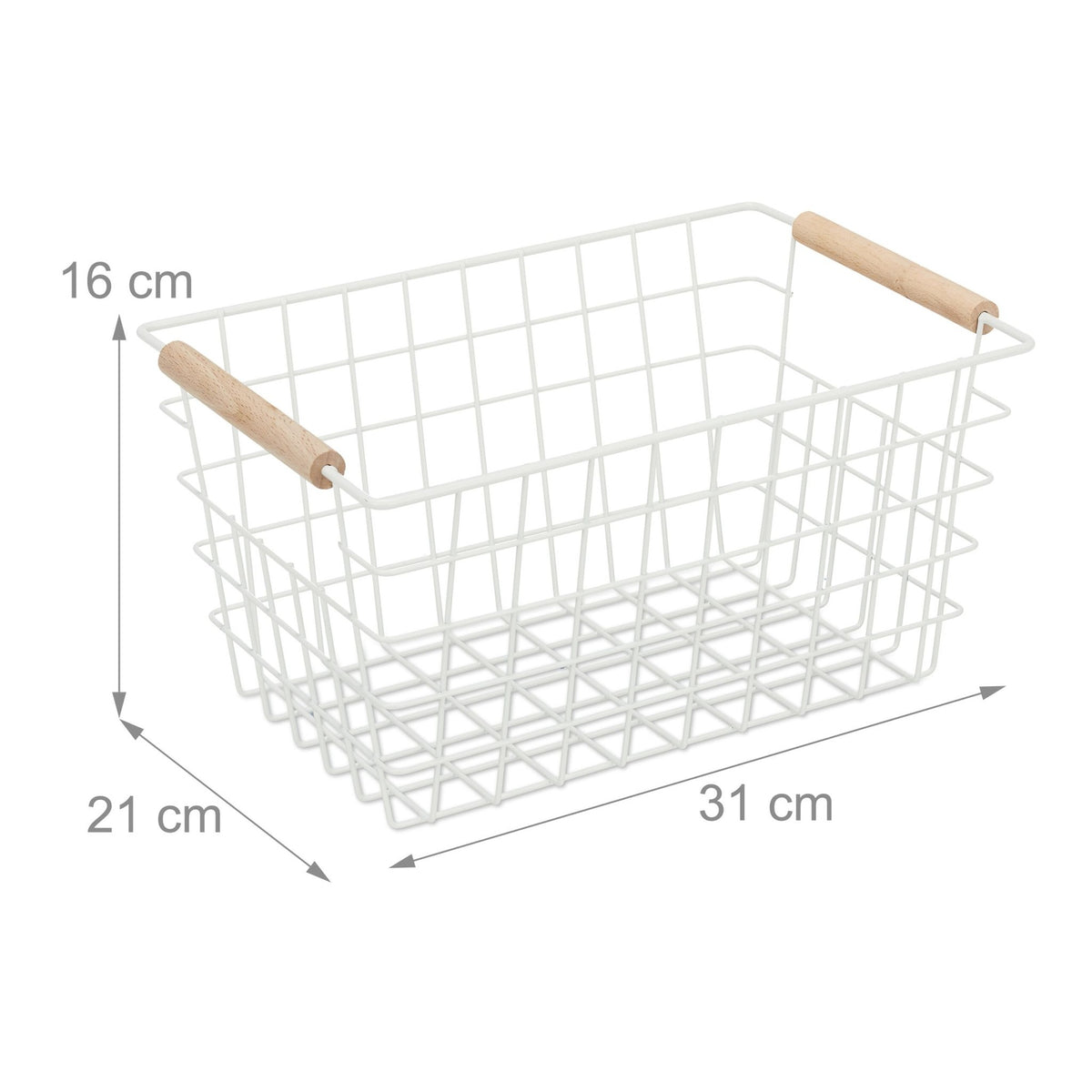 Wire baskets with wooden handles 3-pack
