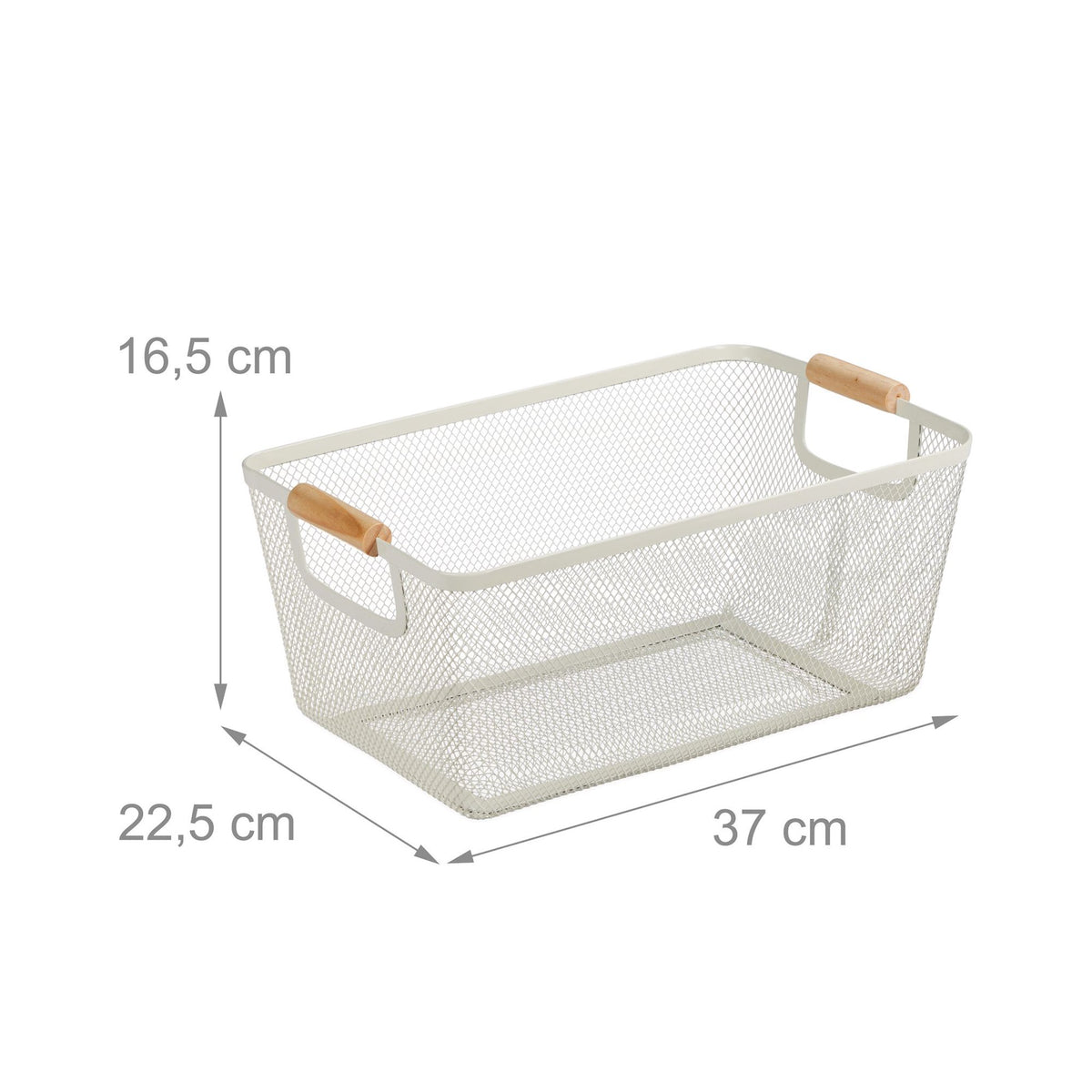 Wire basket with wooden handle