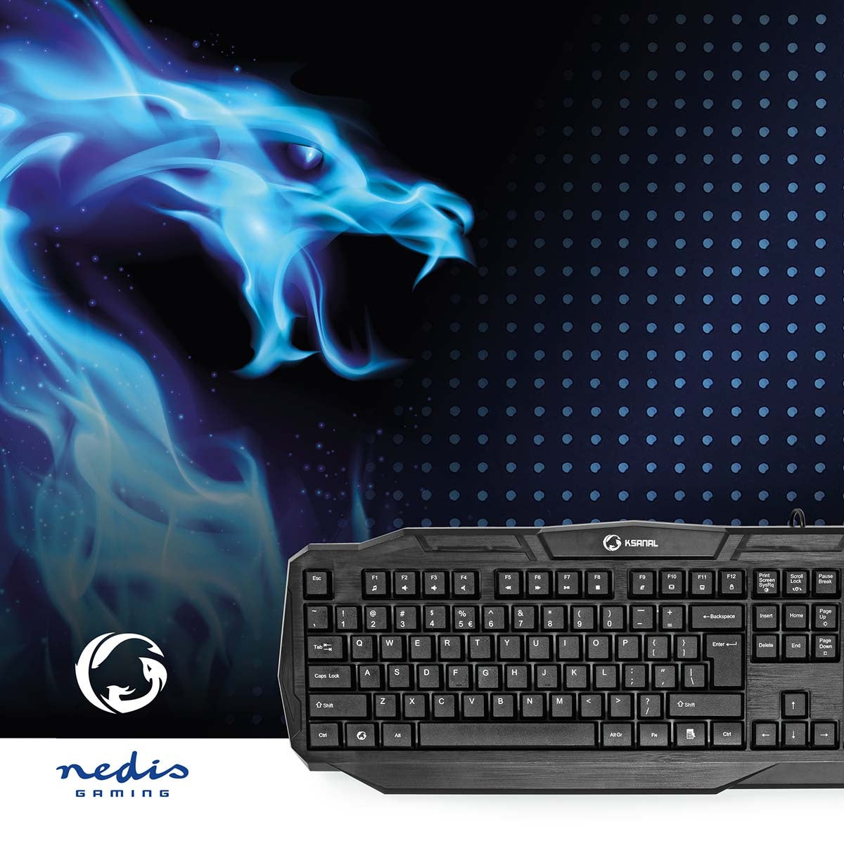 Wired Gaming Keyboard | USB 2.0 | Membrane keys | LEDs | US International | US Layout | USB Power | Power cable length: 1.50 m | Game