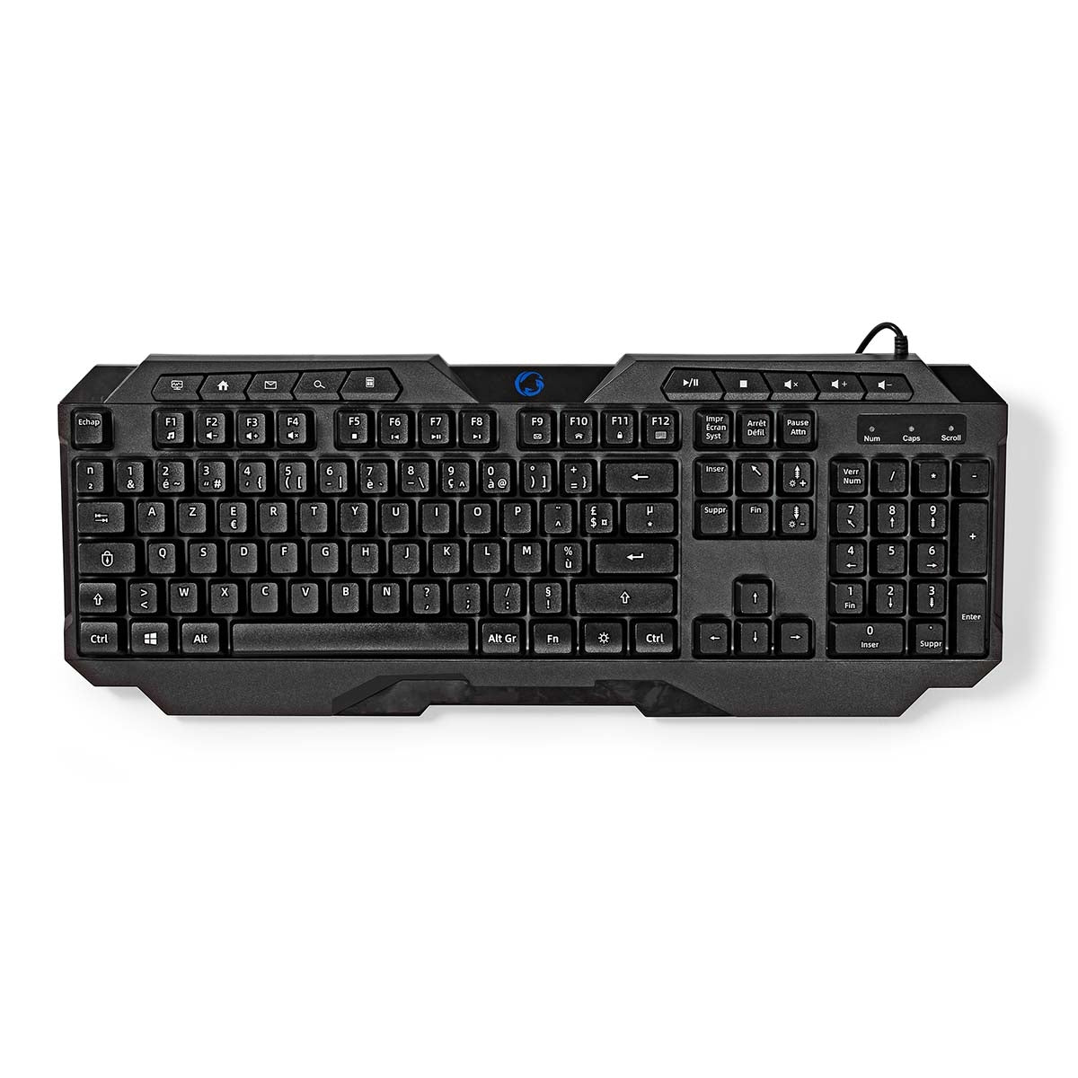 Wired Gaming Keyboard | USB Type-A | Membrane keys | LEDs | AZERTY | FR Layout | USB Power | Power cable length: 1.30 m | Multimedia