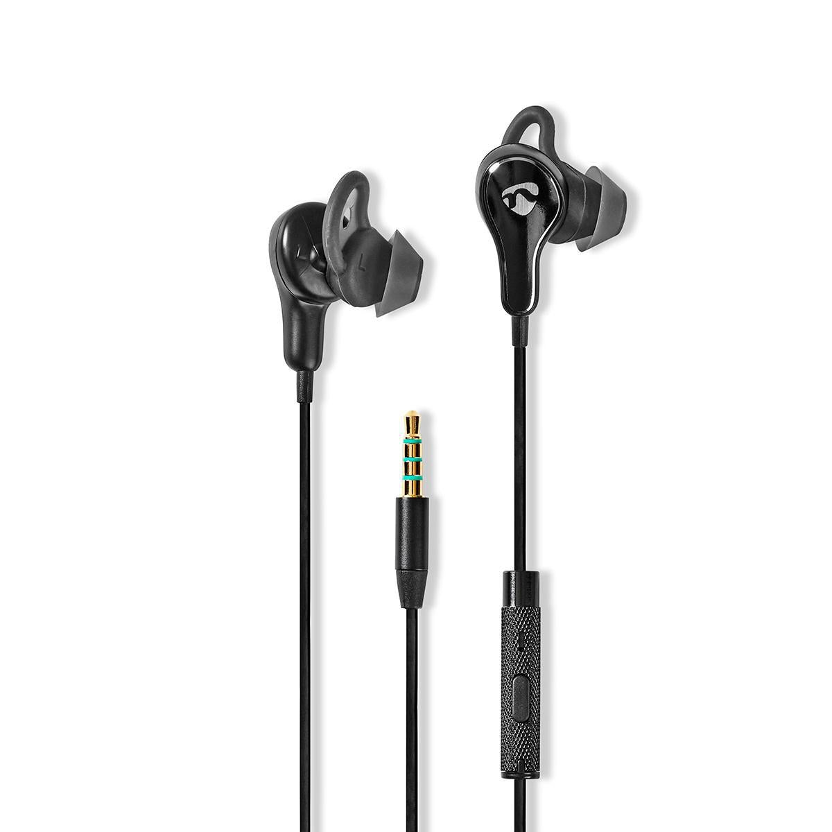 Wired Headphones | 3.5 mm | Cable length: 1.20 m | Built-in microphone | Volume Control | Ear Wings | Black