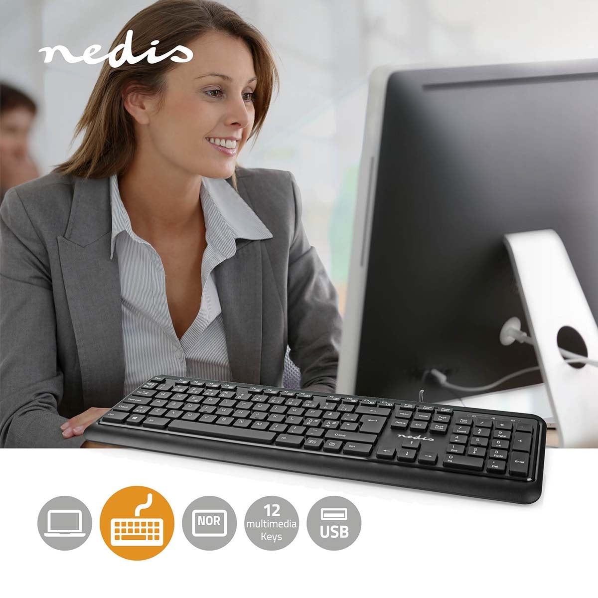 Wired Keyboard | USB-A | Multimedia | QWERTY | ND Layout | Numeric keyboard