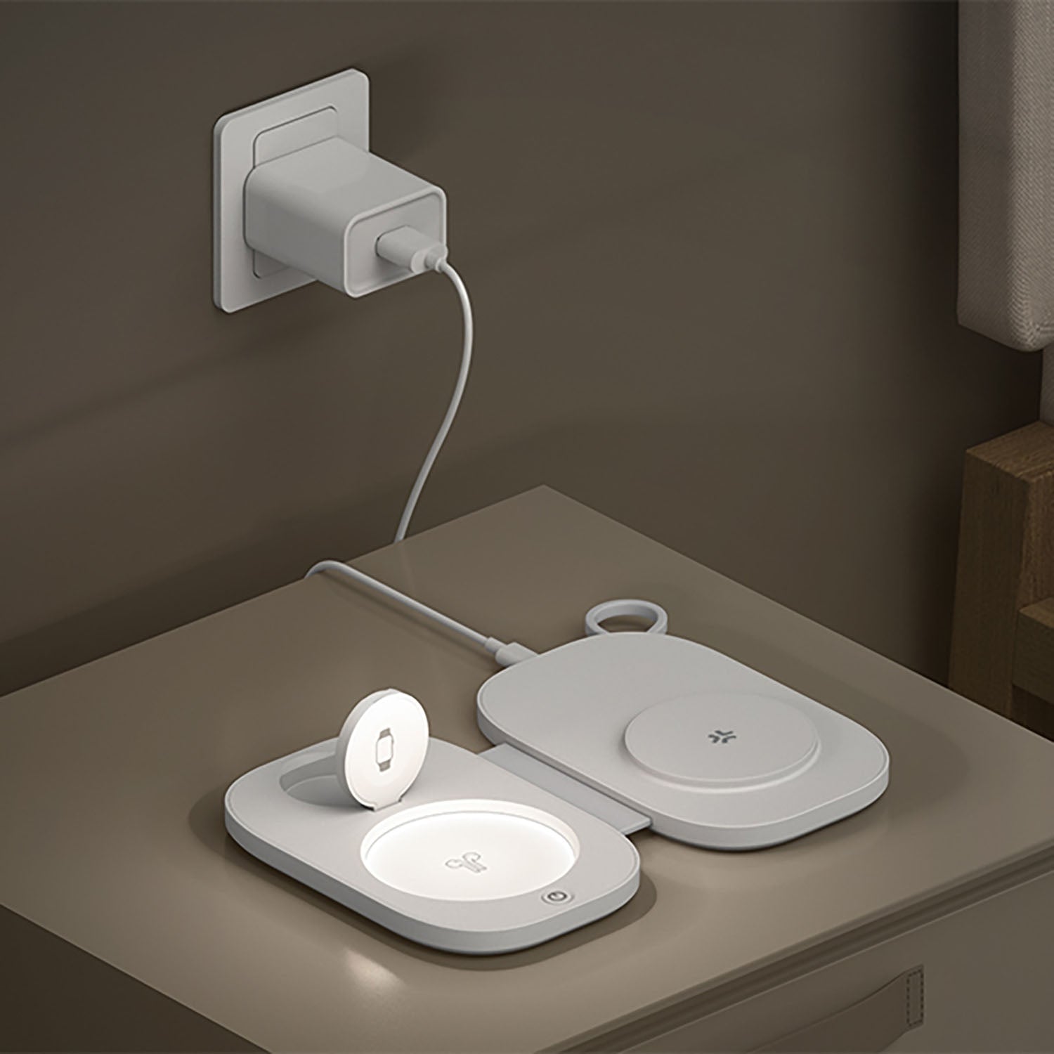 Wireless 3-in-1 Charger, MagSafe Compatible, White