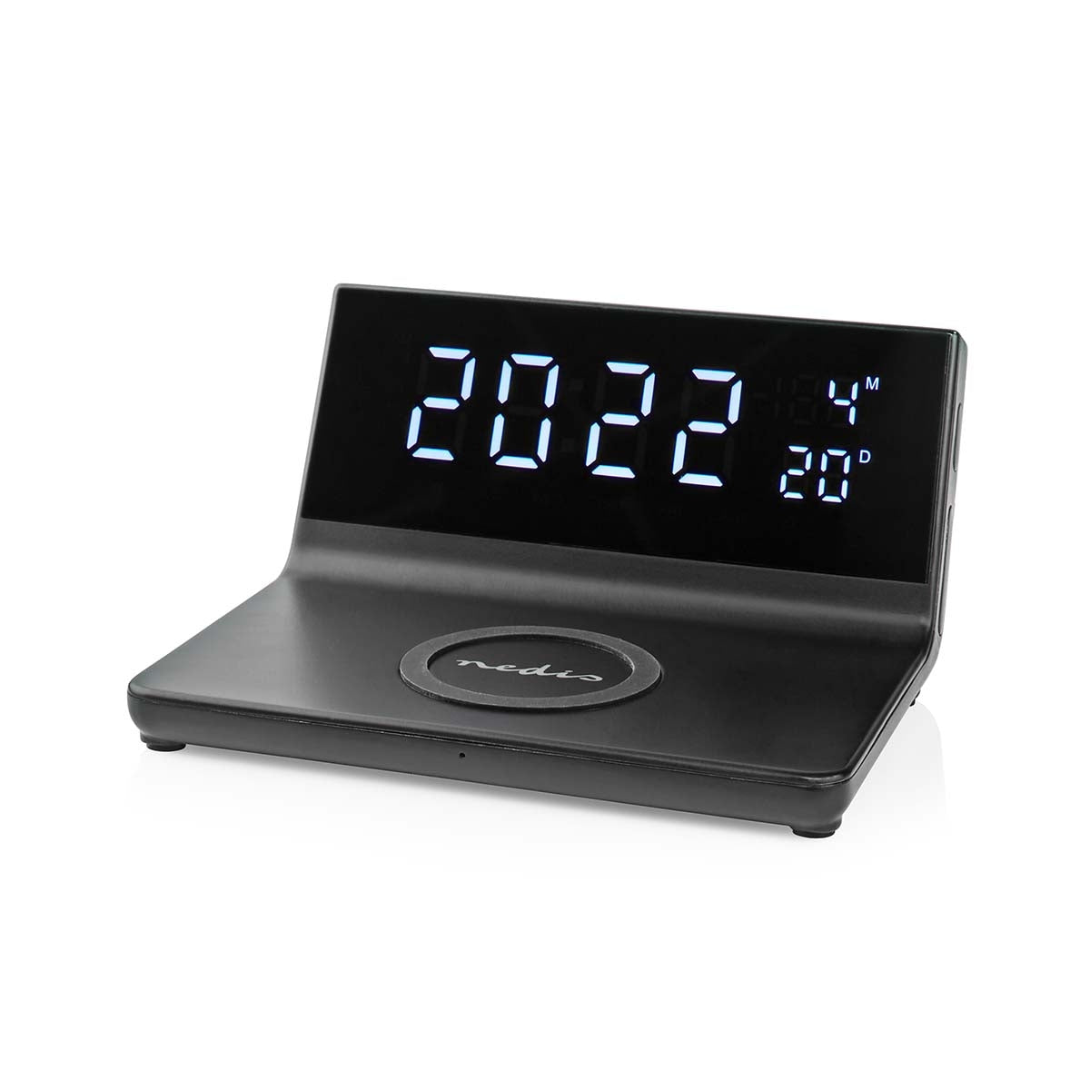 Wireless Charger for Alarm Clock | Qi certified | 5 / 7.5 / 10 / 15 W | USB A Male | 2 Alarm times | Snooze function