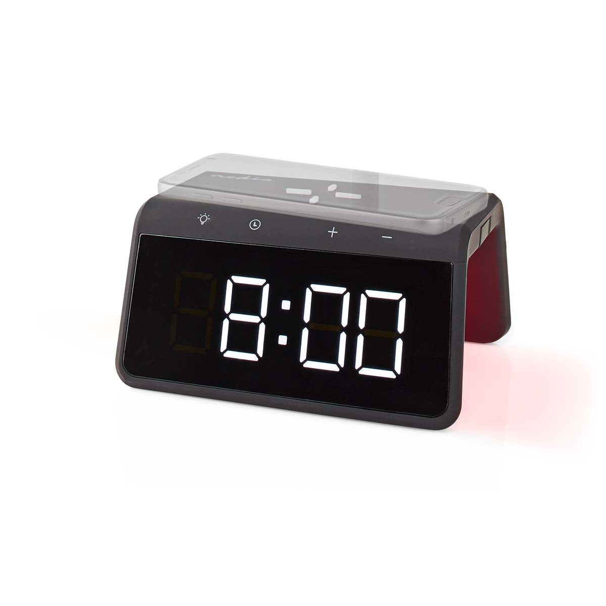 Wireless Charger for Alarm Clock | Qi certified | 5 / 7.5 / 10 / 15 W | USB A Male | Night lamp | 2 Alarm times | Snooze function