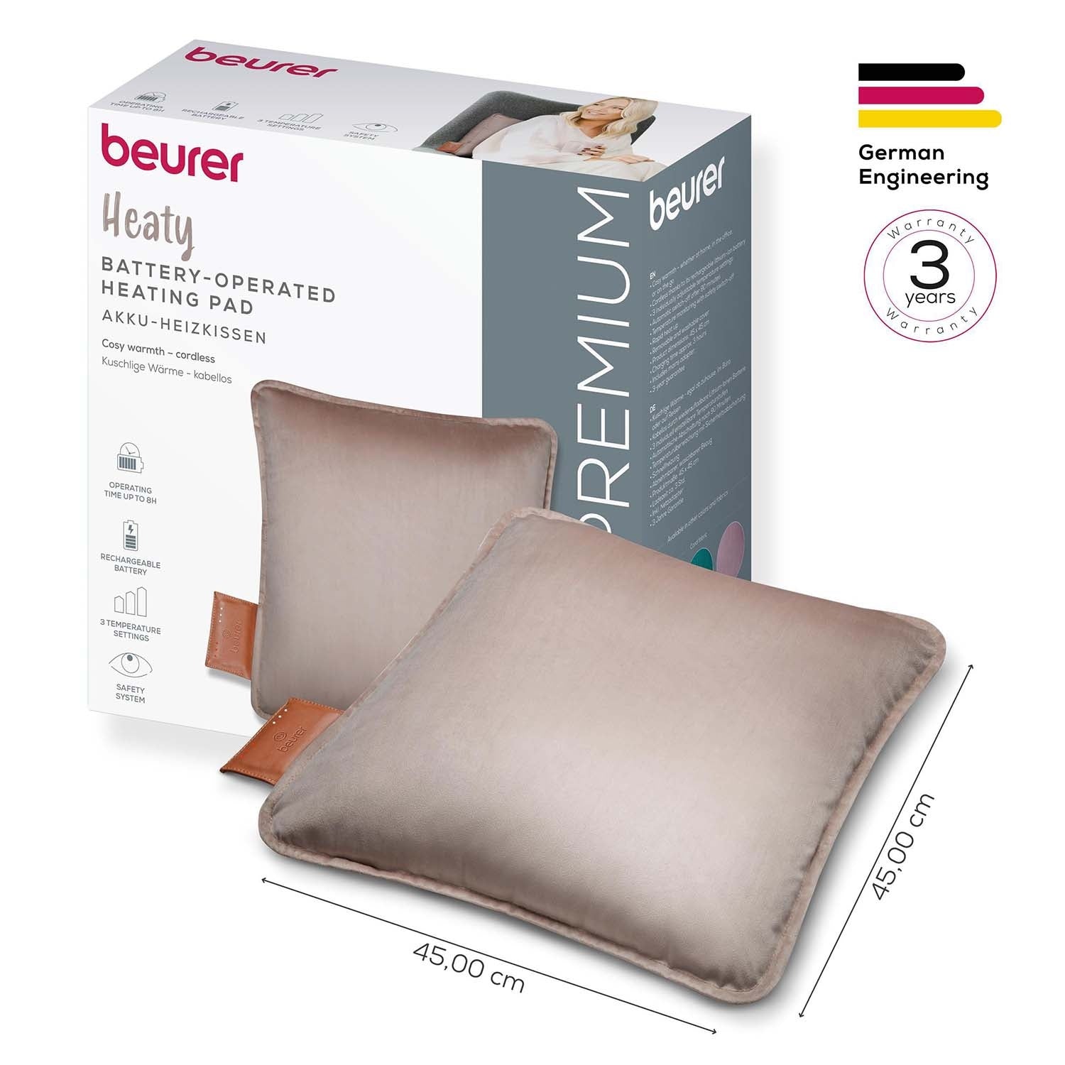 Wireless Heating Pad, Comfort, Smokey-Taupe