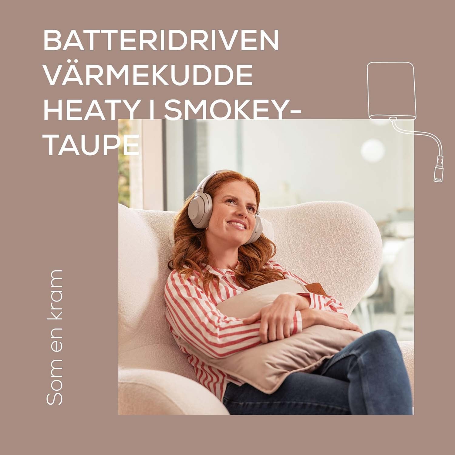 Wireless Heating Pad, Comfort, Smokey-Taupe