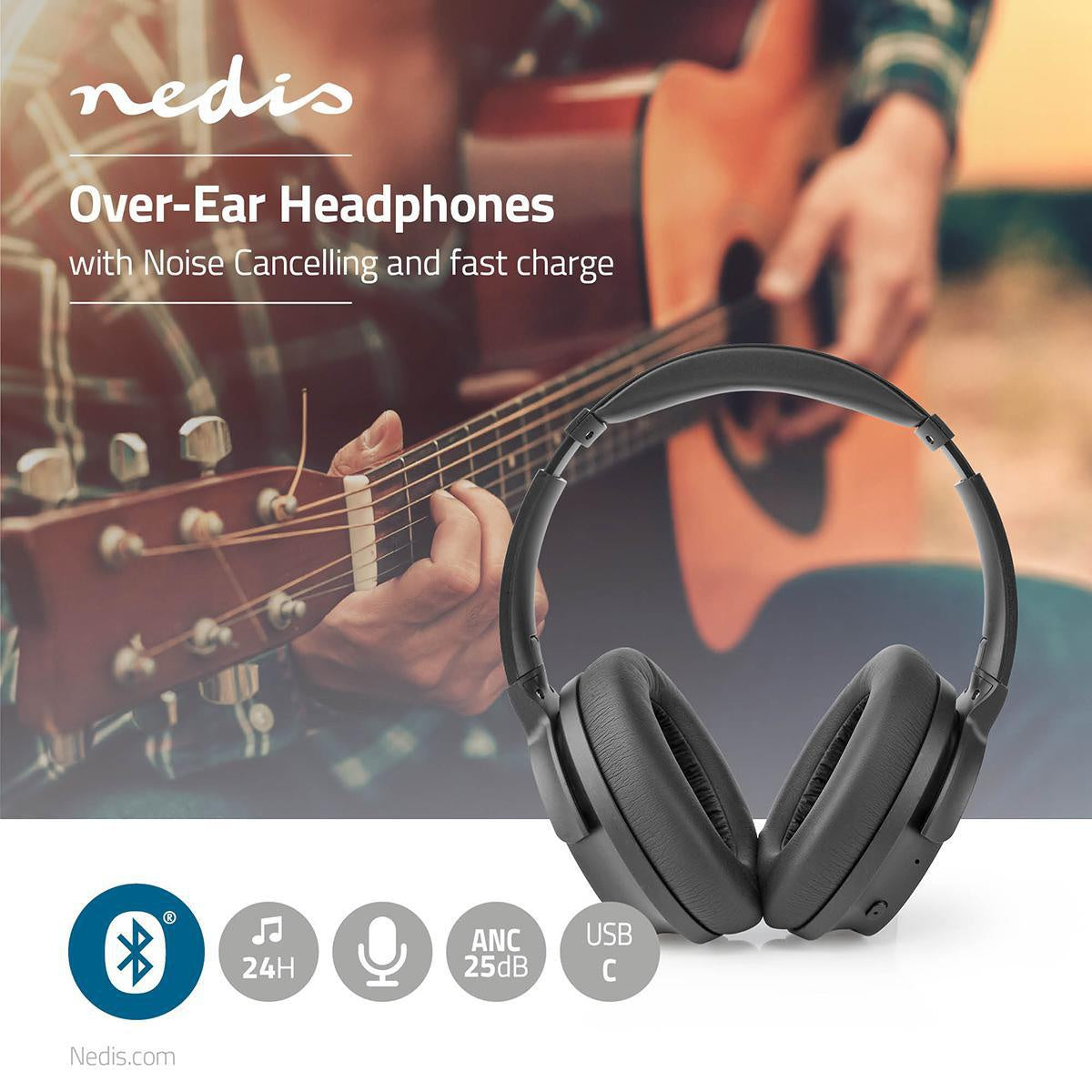 Wireless Over-Ear Headphones | Maximum battery life: 24 hours | Built-in microphone | Press Control | Noise reduction | Support for voice control | Volume Control | Travel bag included