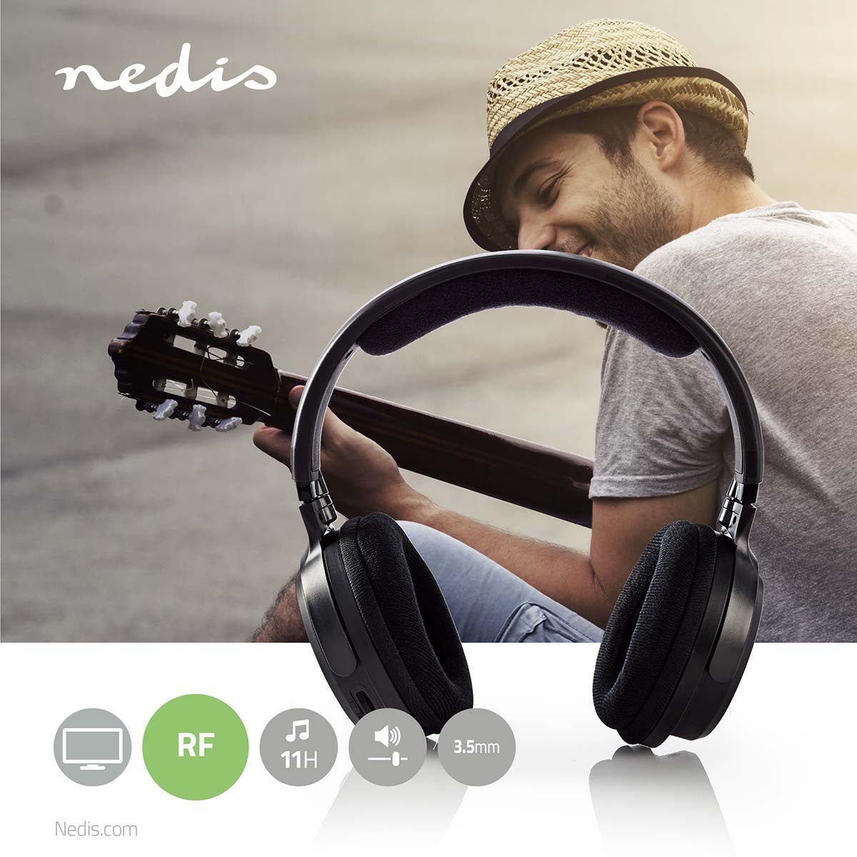 Wireless TV Headphones | RF | On-Ear | Maximum battery life: 11 hours | 100 m | Digital Audio | Battery dock | Black