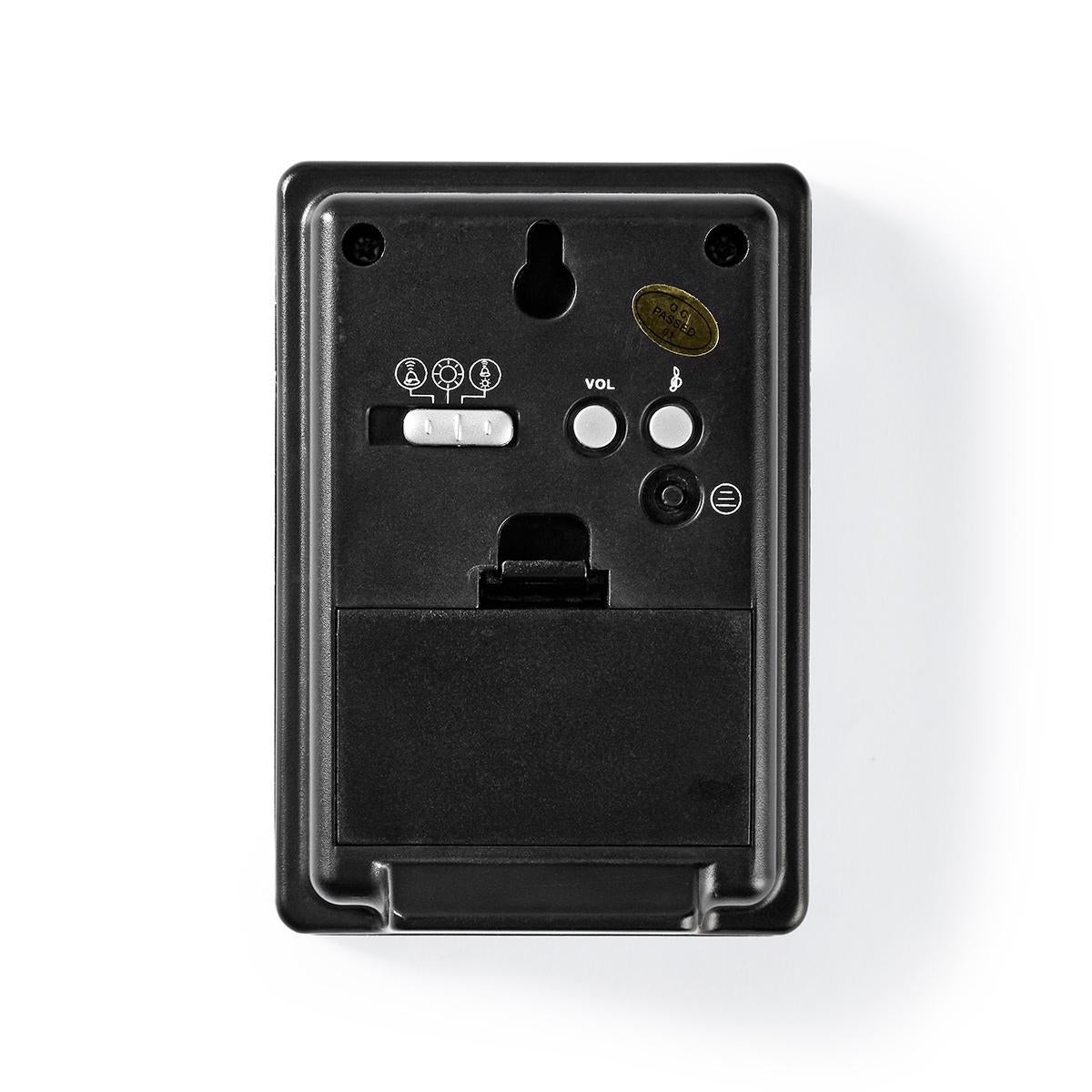 Wireless doorbell | Battery powered | 3 V DC | 1x CR2032 | Volume: 80 dB | Signal range: 300 m | IP44 | 36 Melodies | 1 Recipient | Black