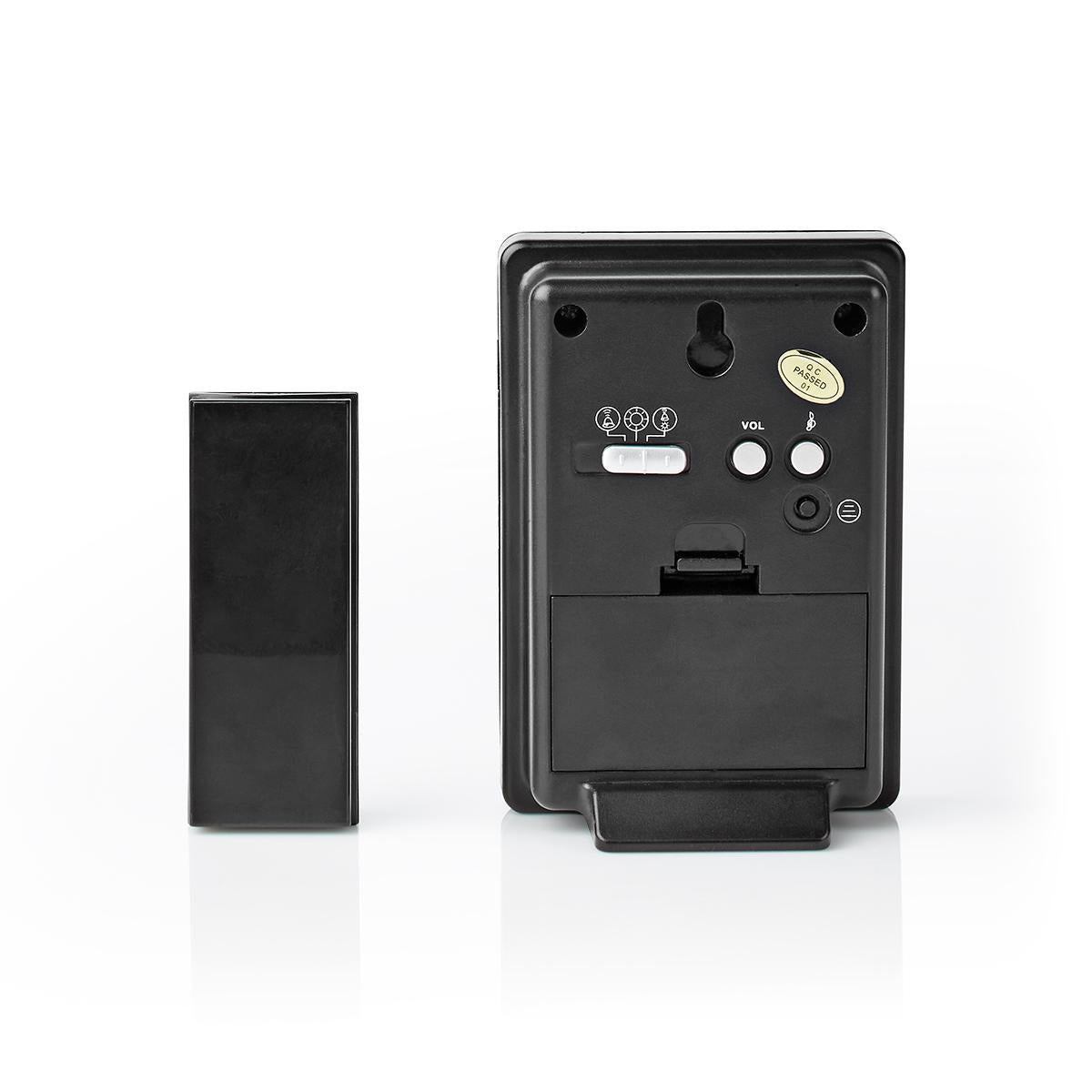 Wireless doorbell | Battery powered | 3 V DC | 1x CR2032 | Volume: 80 dB | Signal range: 300 m | IP44 | 36 Melodies | 1 Recipient | Black