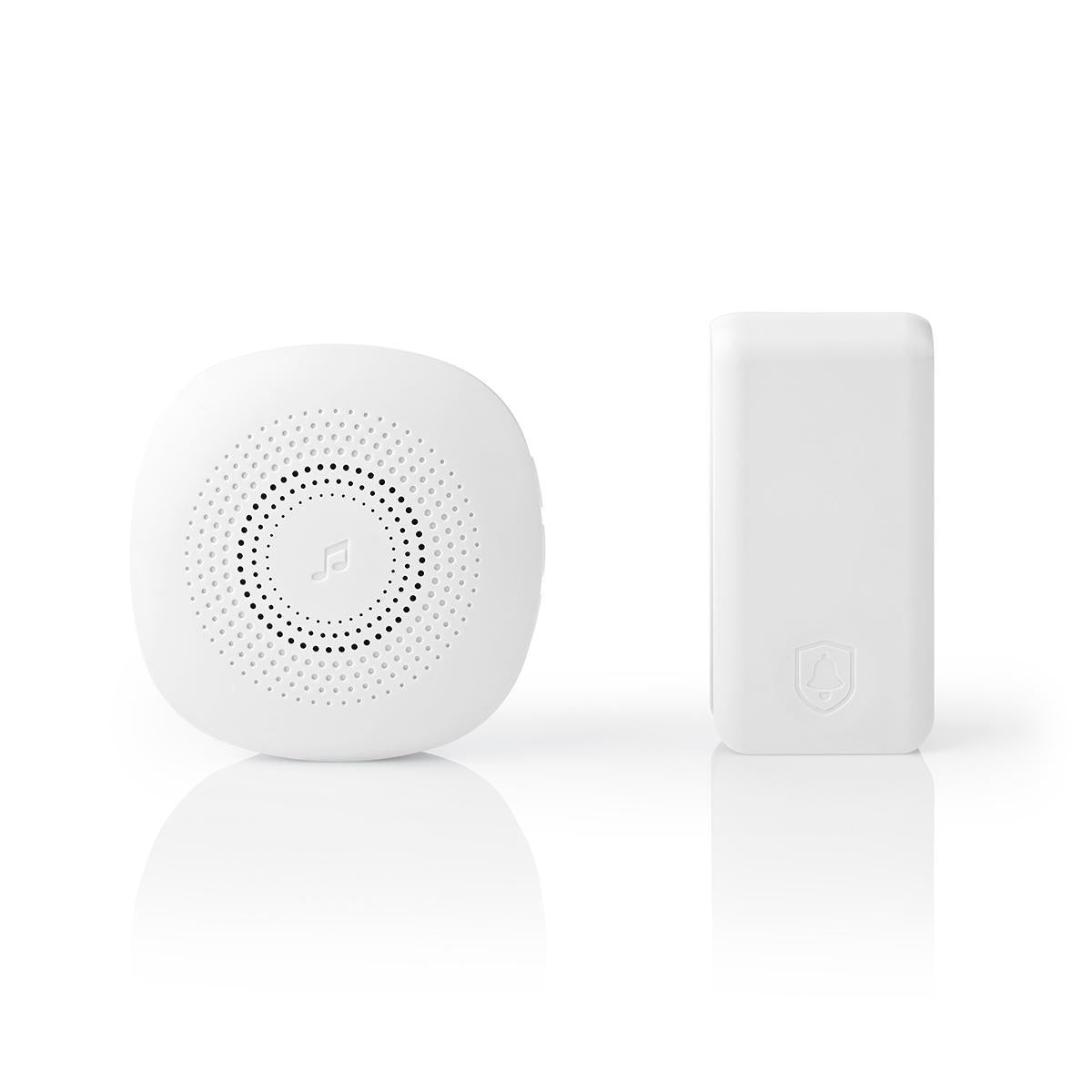 Wireless doorbell | Power adapter | 220 - 240 V AC 50 Hz | 1x CR2032 | Volume: 80 dB | Signal range: 100 m | Adjustable volume | 36 Melodies | 1 Recipient | White