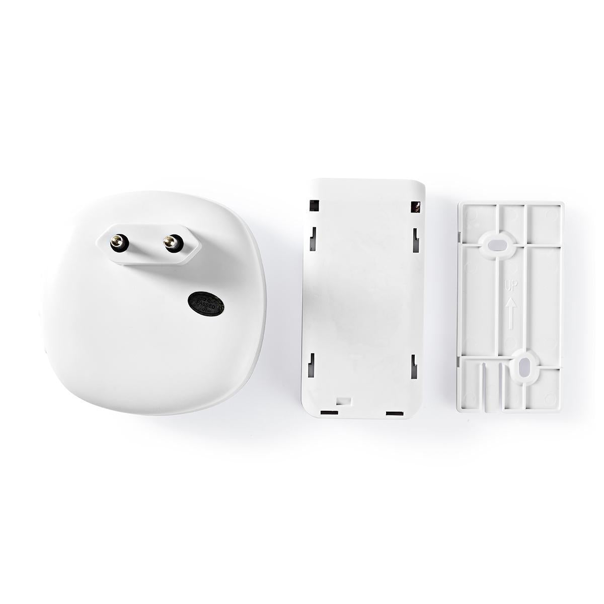 Wireless doorbell | Power adapter | 220 - 240 V AC 50 Hz | 1x CR2032 | Volume: 80 dB | Signal range: 100 m | Adjustable volume | 36 Melodies | 1 Recipient | White