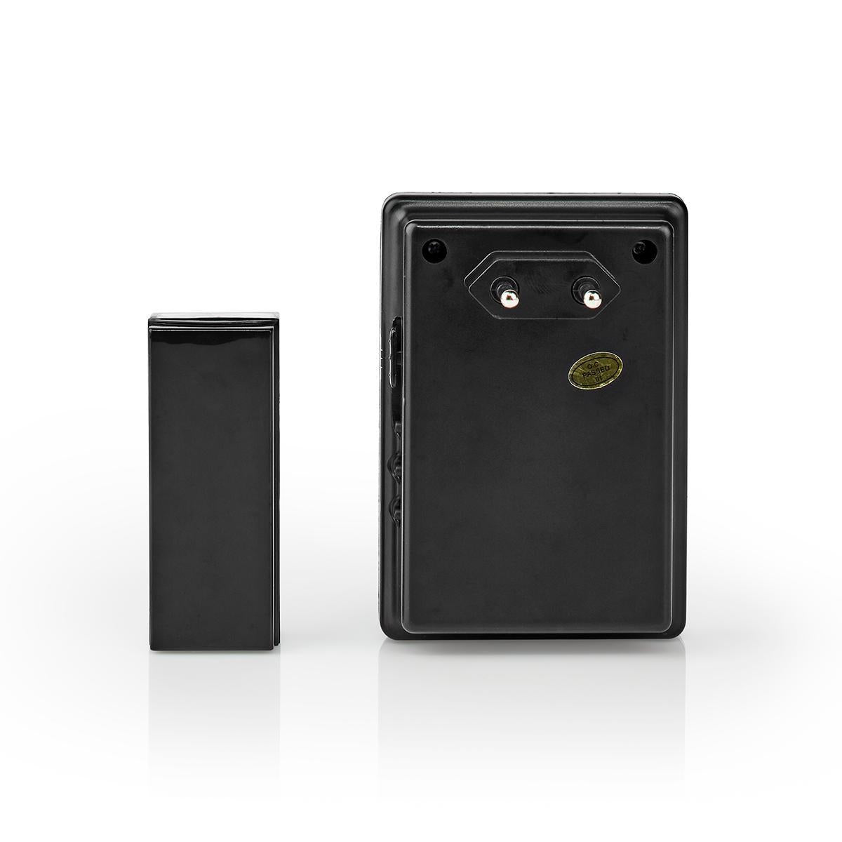 Wireless doorbell | Power adapter | 220 - 240 V AC 50 Hz | 1x CR2032 | Volume: 80 dB | Signal range: 300 m | IP44 | Adjustable volume | 36 Melodies | 1 Recipient | Black