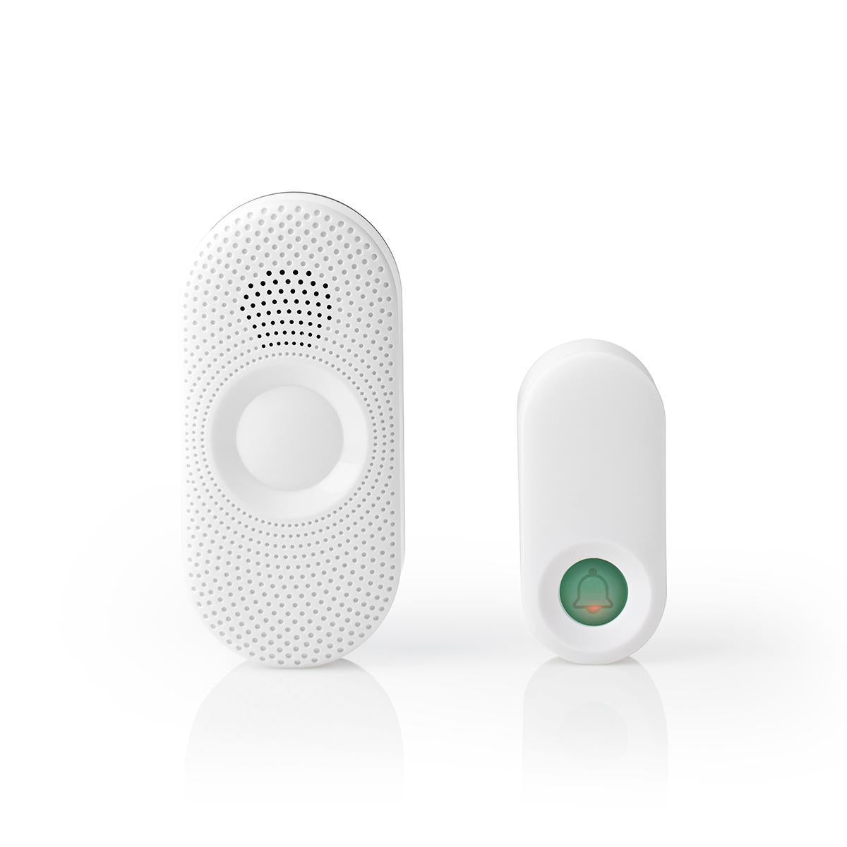 Wireless doorbell | Power adapter | 220 - 240 V AC 50 Hz | 1x CR2032 | Volume: 80 dB | Signal range: 300 m | IP44 | Adjustable volume | 36 Melodies | 1 Recipient | Grey/White