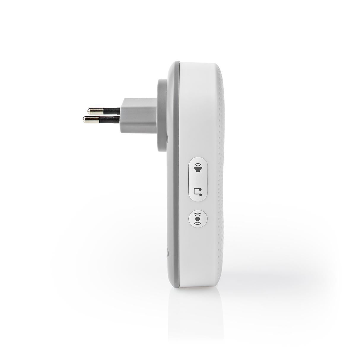 Wireless doorbell | Power adapter | 220 - 240 V AC 50 Hz | 1x CR2032 | Volume: 80 dB | Signal range: 300 m | IP44 | Adjustable volume | 36 Melodies | 1 Recipient | Grey/White