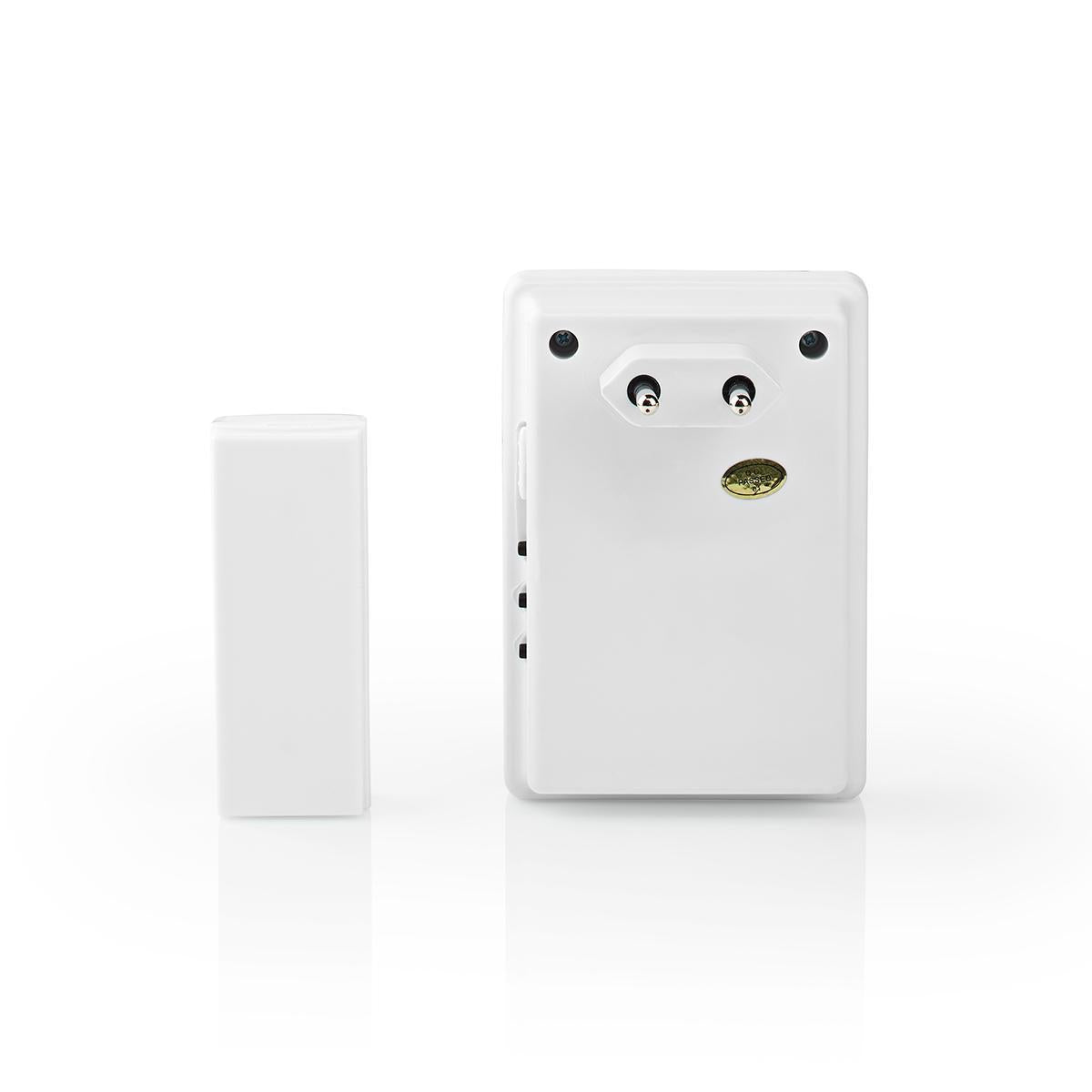Wireless doorbell | Power adapter | 220 - 240 V AC 50 Hz | 1x CR2032 | Volume: 80 dB | Signal range: 300 m | IP44 | Adjustable volume | 36 Melodies | 1 Recipient | White