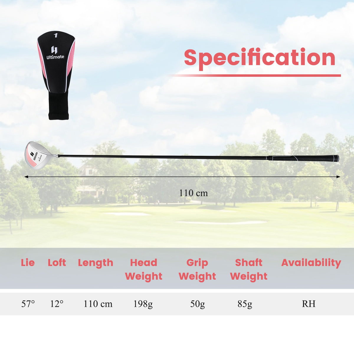 Women's 12 460cc Golf Driver, Graphite Shaft, Headcover