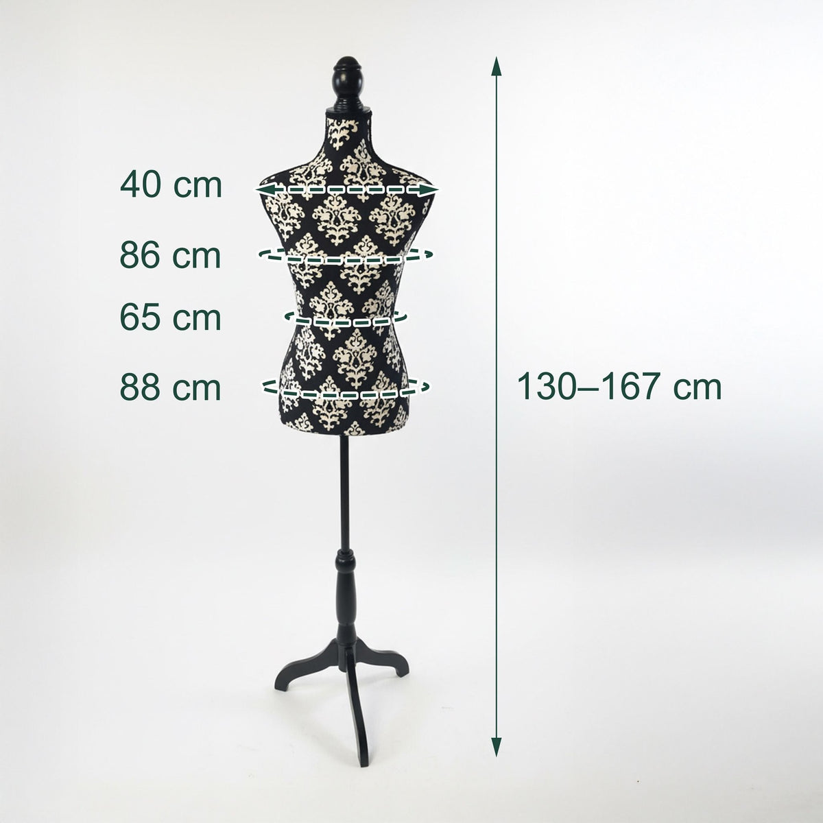 Women's Dress Form, Adjustable, Size 36/38, Baroque Cover