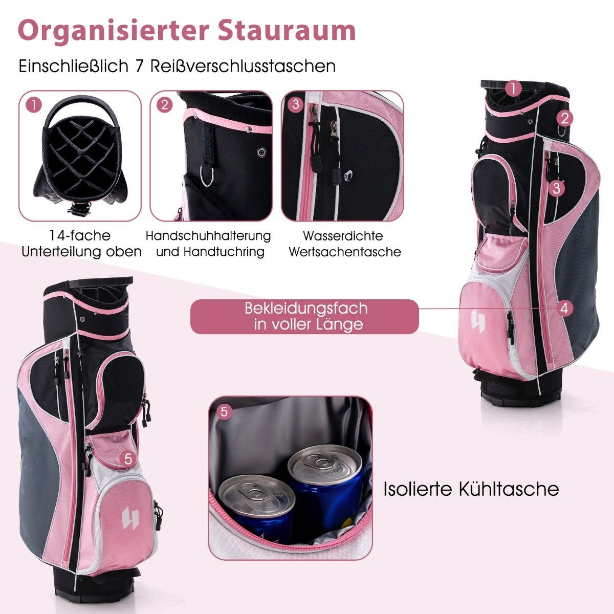 Women's golf club set 11-piece golf club sets right-handed with rain cover pink