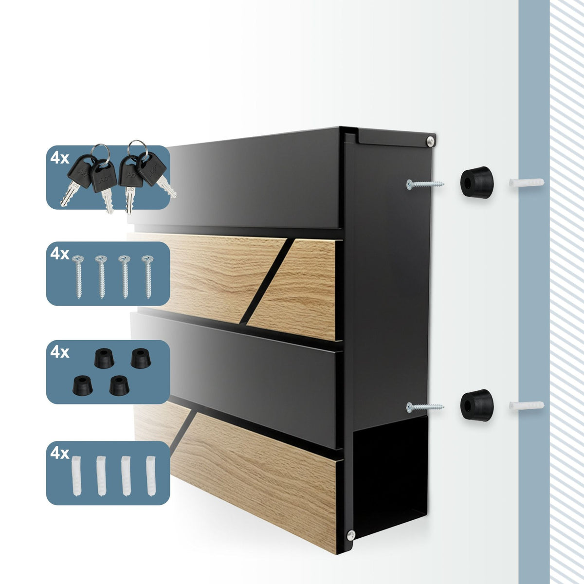 Wood-Effect Outdoor Letterbox with Newspaper Holder